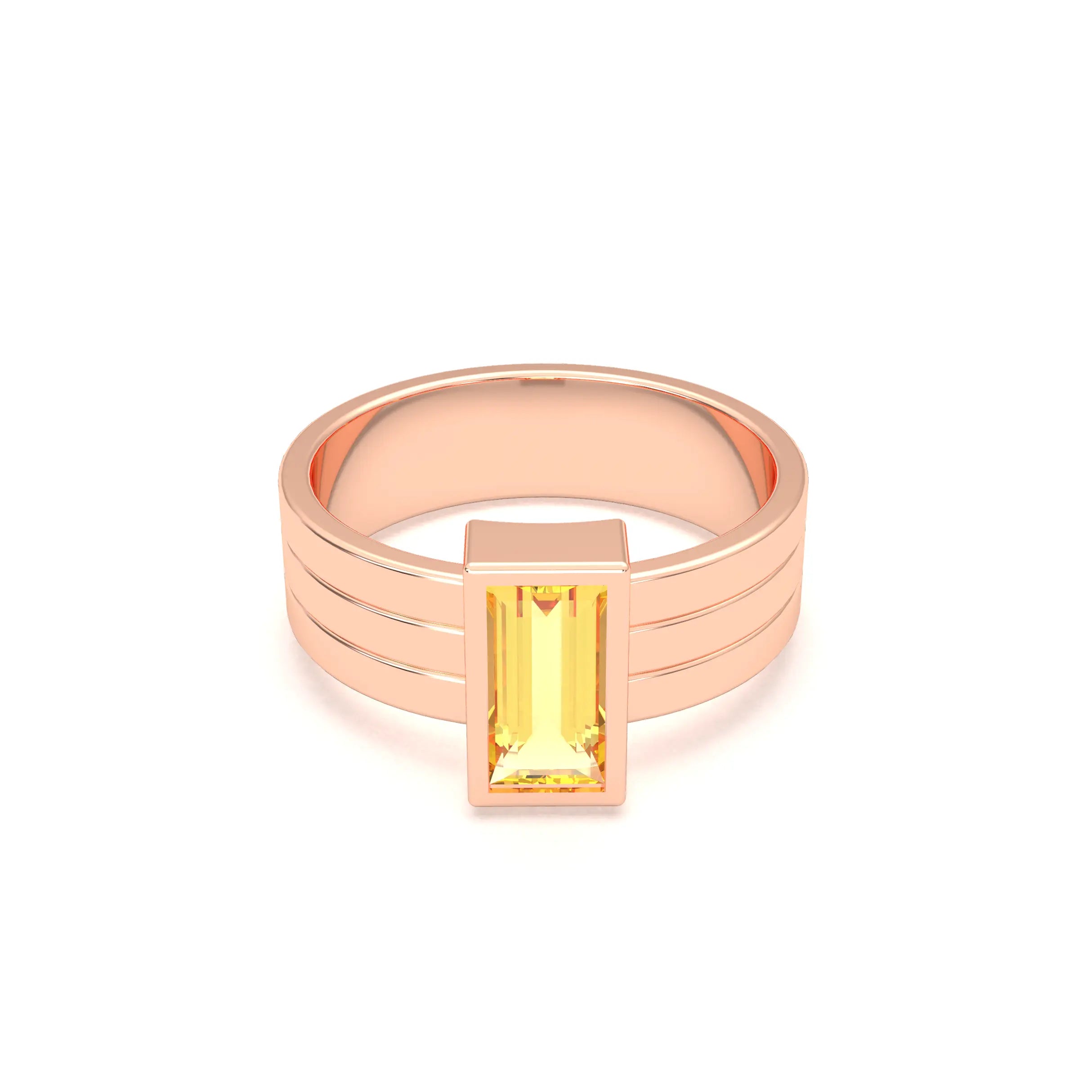 Bague Art Déco – Or Rose & Pierre Fine Taille Baguette