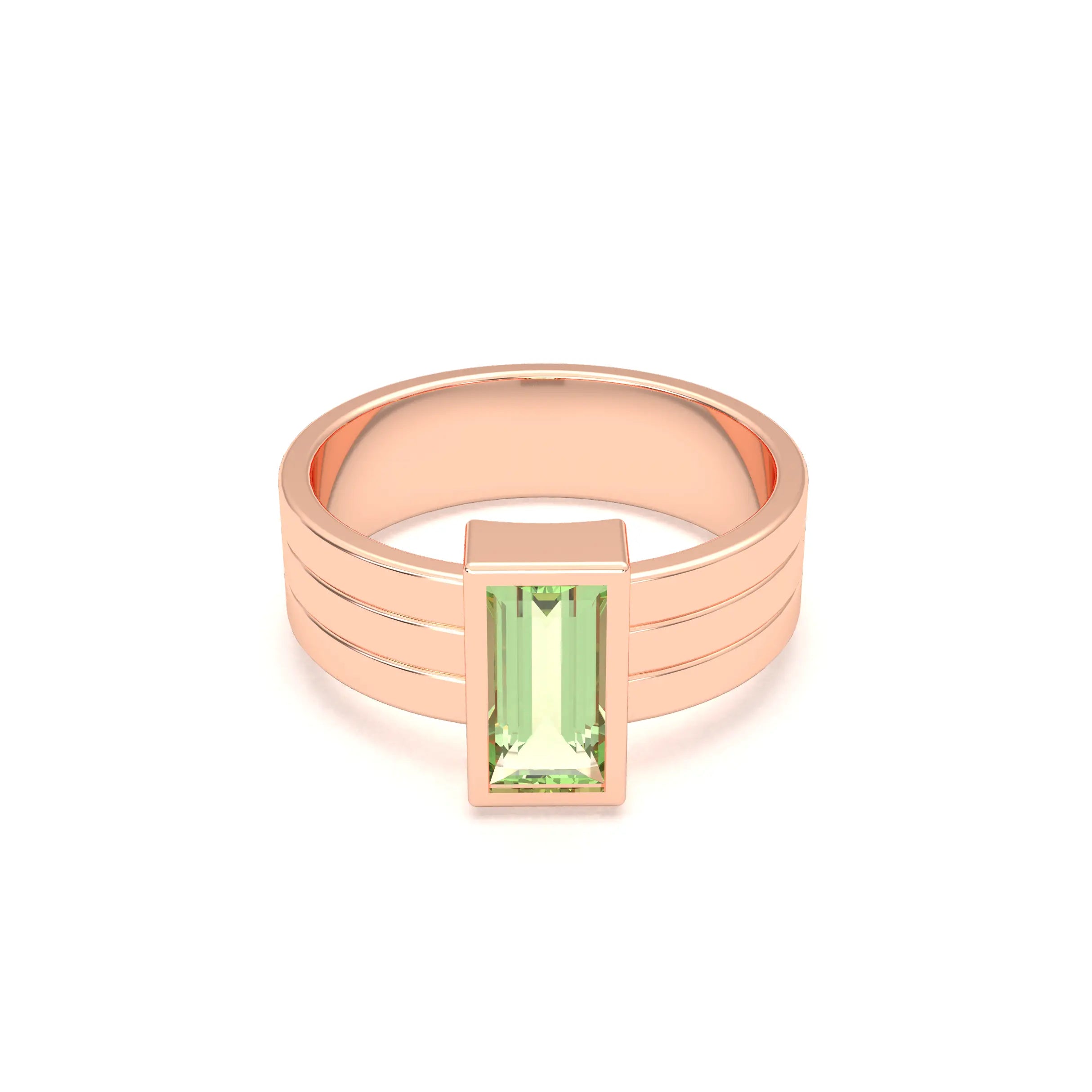 Bague Art Déco – Or Rose & Pierre Fine Taille Baguette