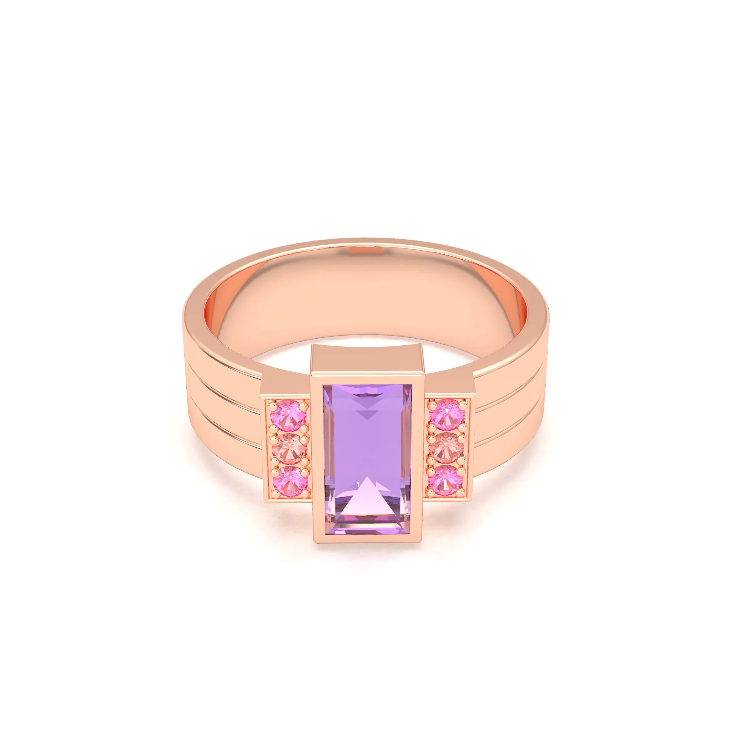 Bague Art Déco – Or Rose 18k & Cascade de Pierres Précieuses