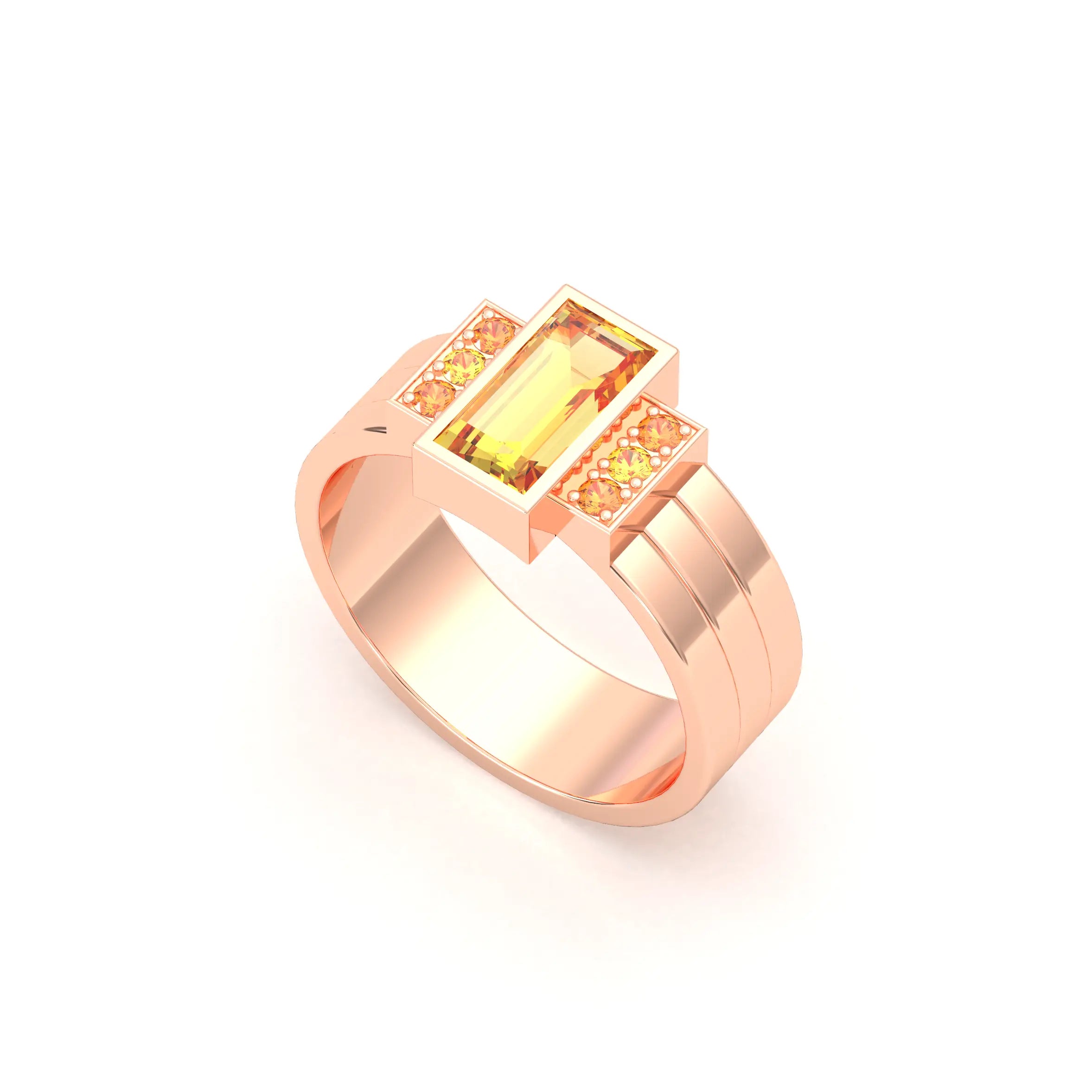 Bague Art Déco – Or Rose 18k & Cascade de Pierres Précieuses