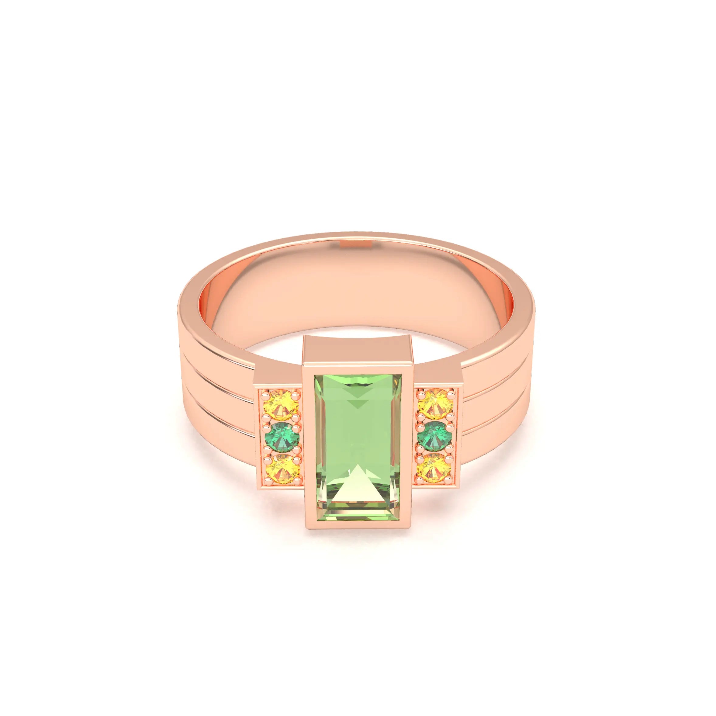 Bague Art Déco – Or Rose 18k & Cascade de Pierres Précieuses
