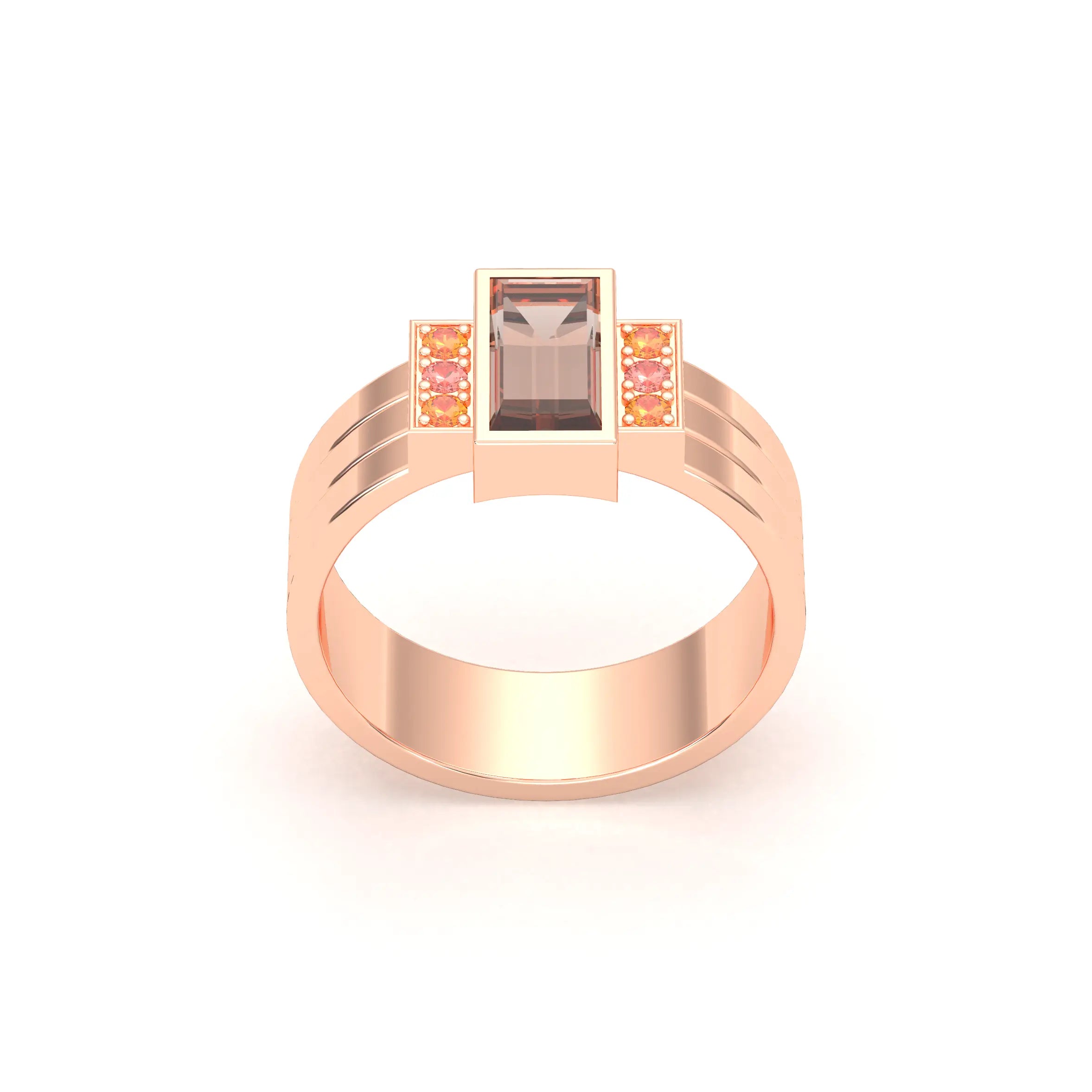 Bague Art Déco – Or Rose 18k & Cascade de Pierres Précieuses