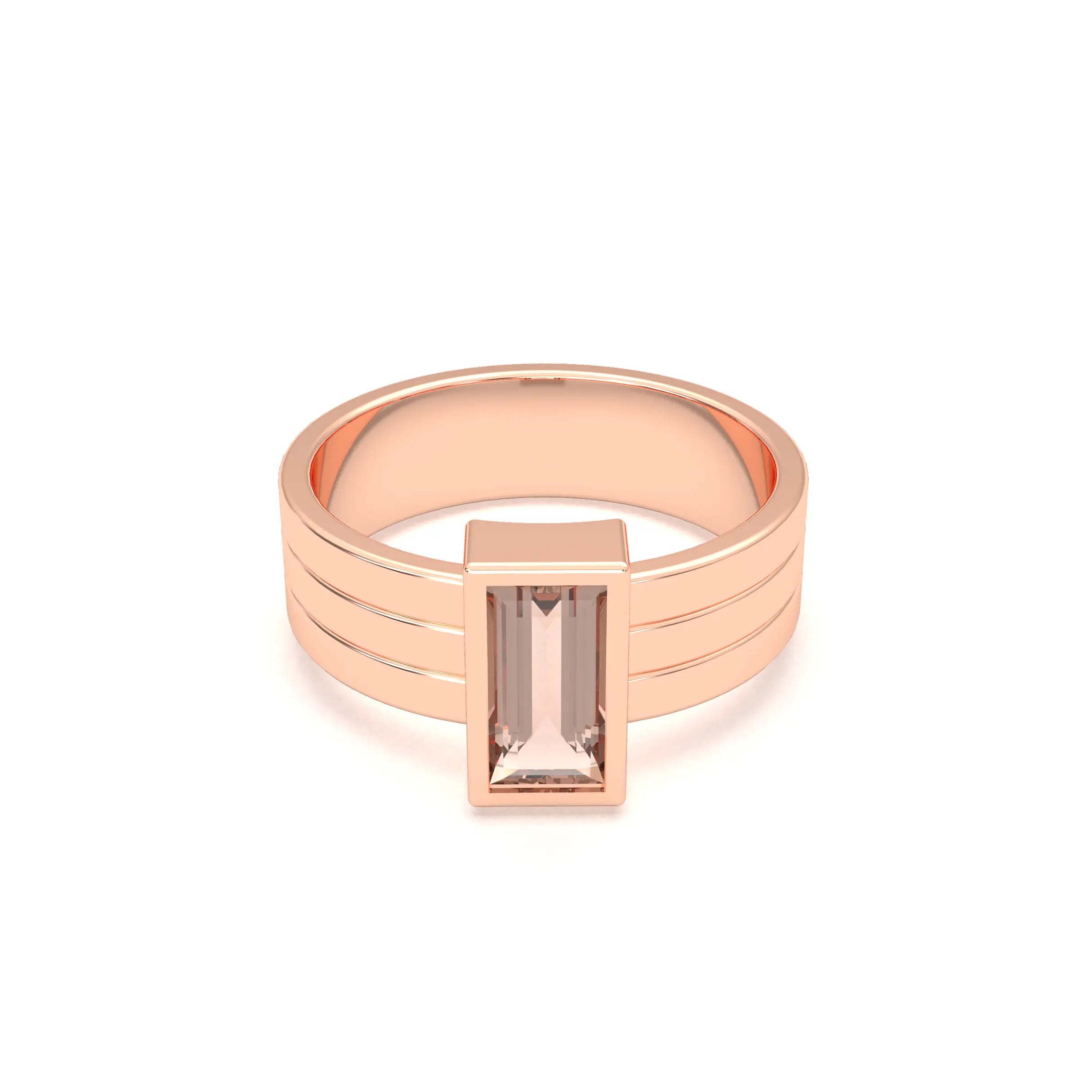 Bague Art Déco – Or Rose & Pierre Fine Taille Baguette