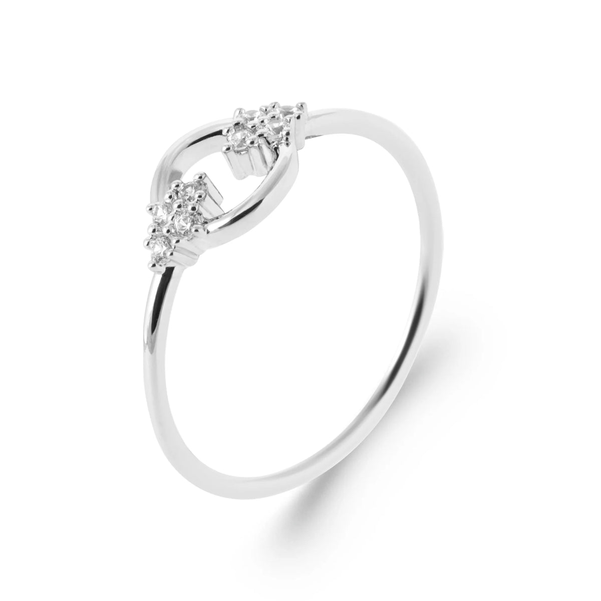 Bague boucle nouée et zircons en argent 925