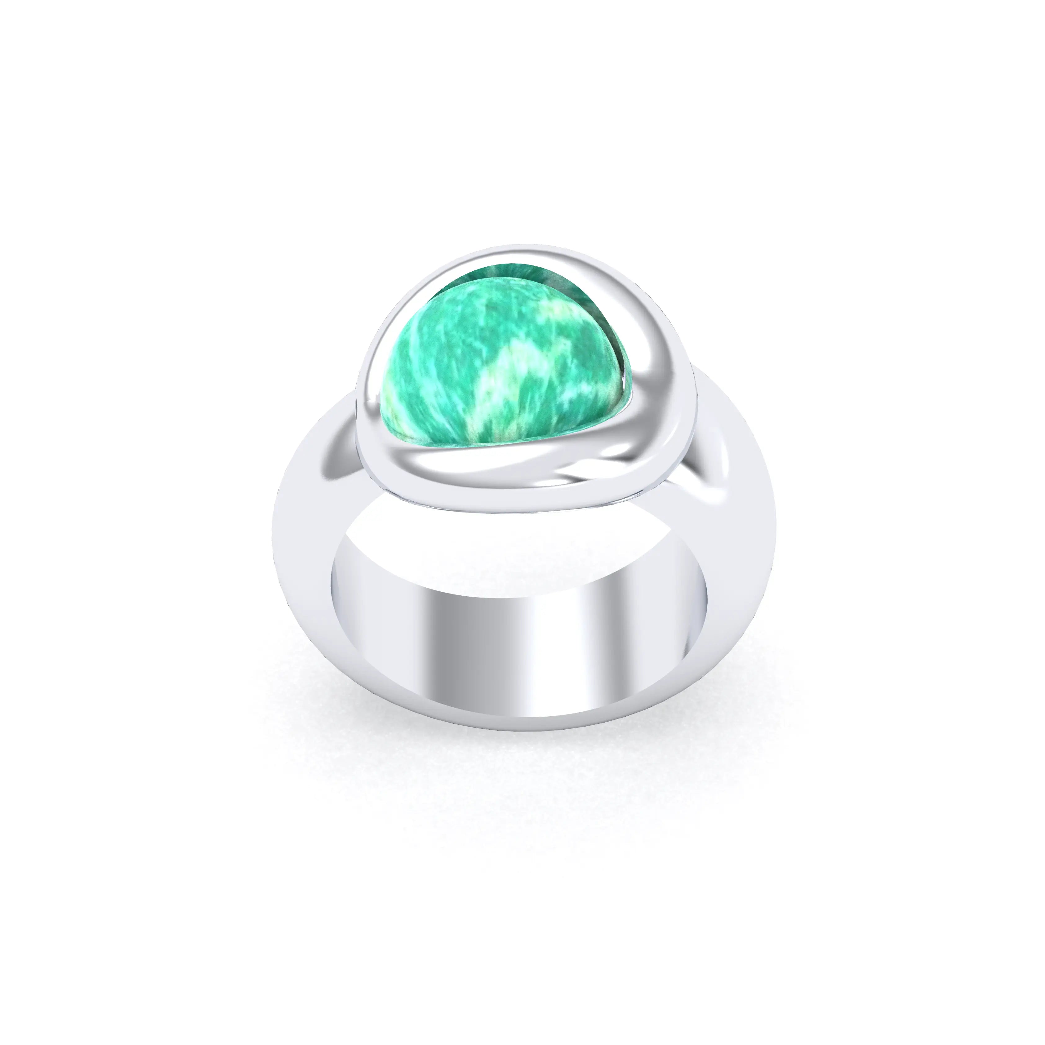 Bague femme Camille en argent 950, cabochon de pierre fine au choix
