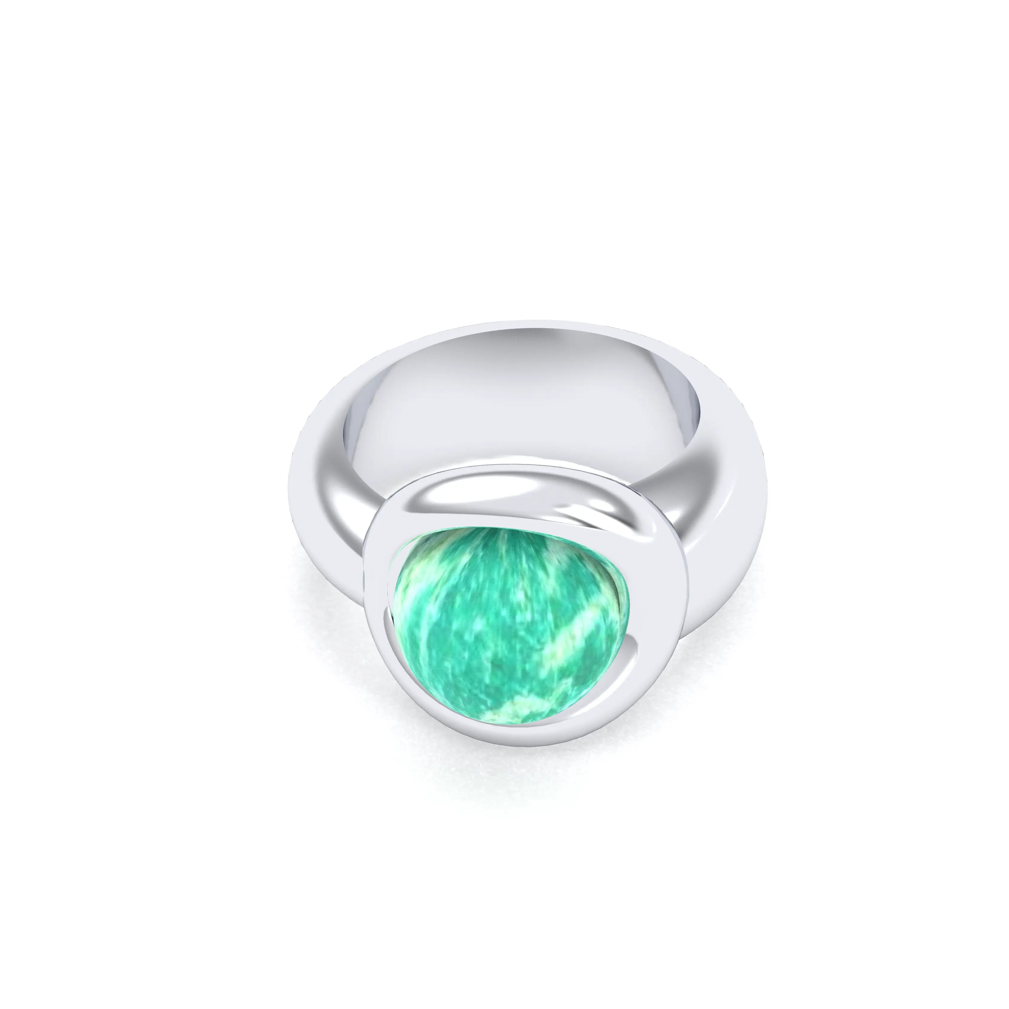 Bague femme Camille en argent 950, cabochon de pierre fine au choix