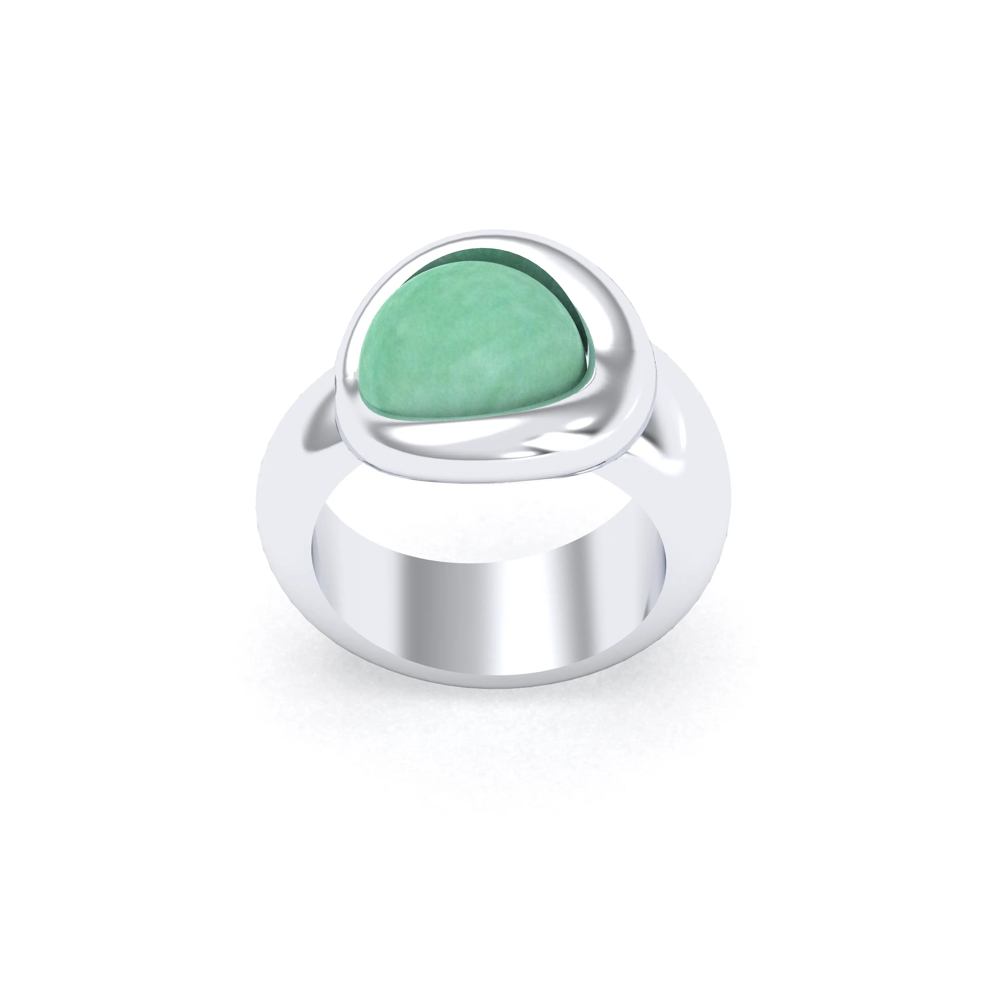 Bague femme Camille en argent 950, cabochon de pierre fine au choix