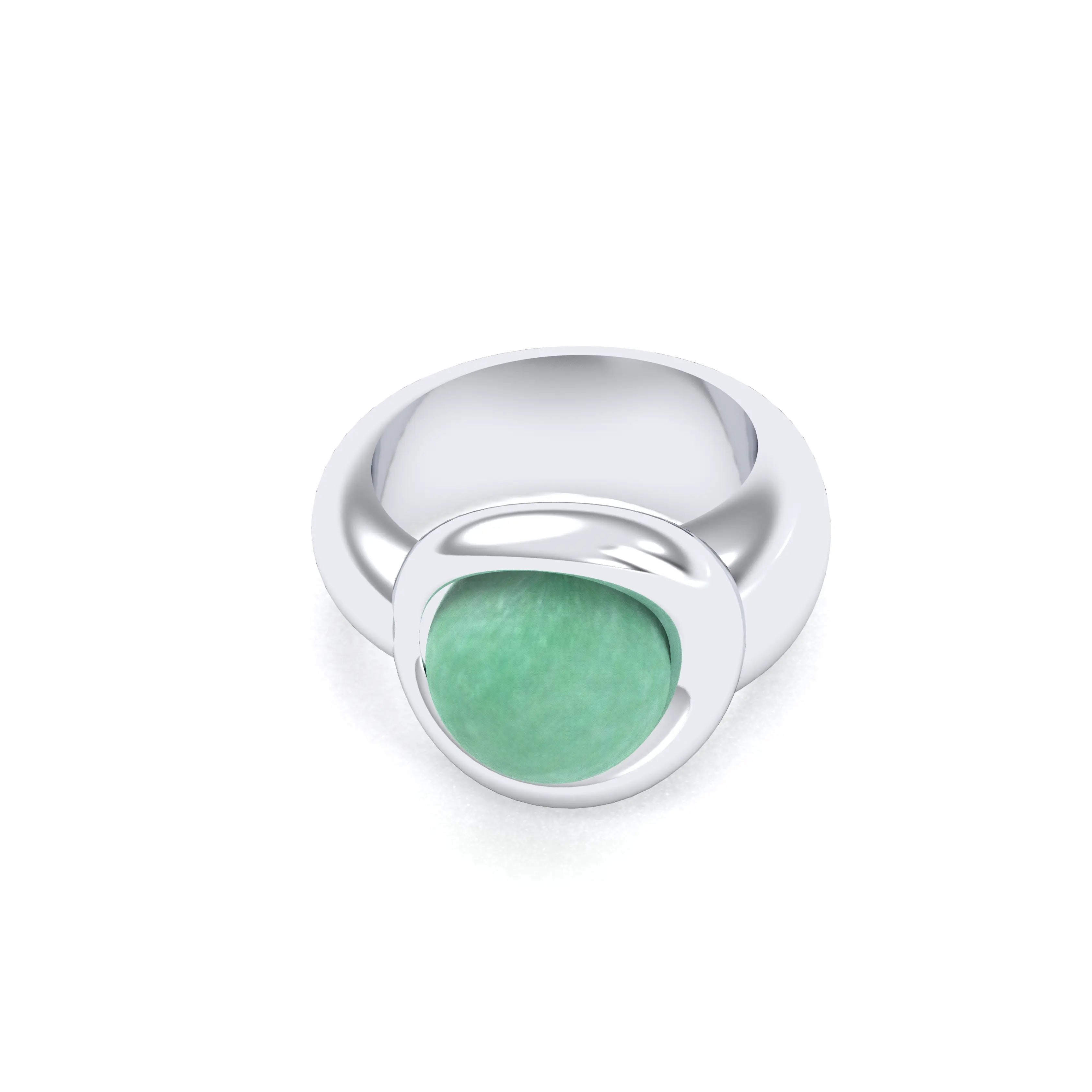 Bague femme Camille en argent 950, cabochon de pierre fine au choix