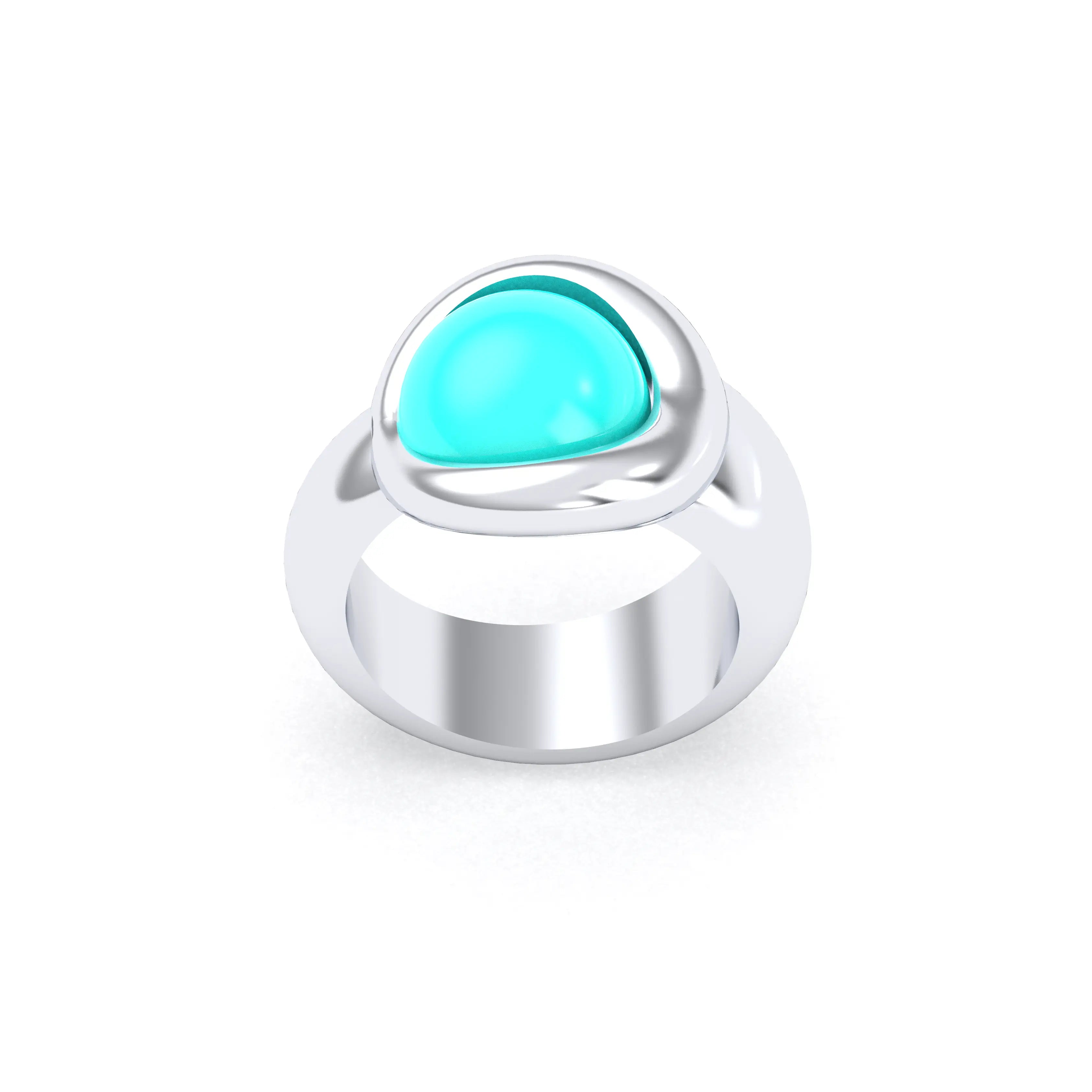 Bague femme Camille en argent 950, cabochon de pierre fine au choix