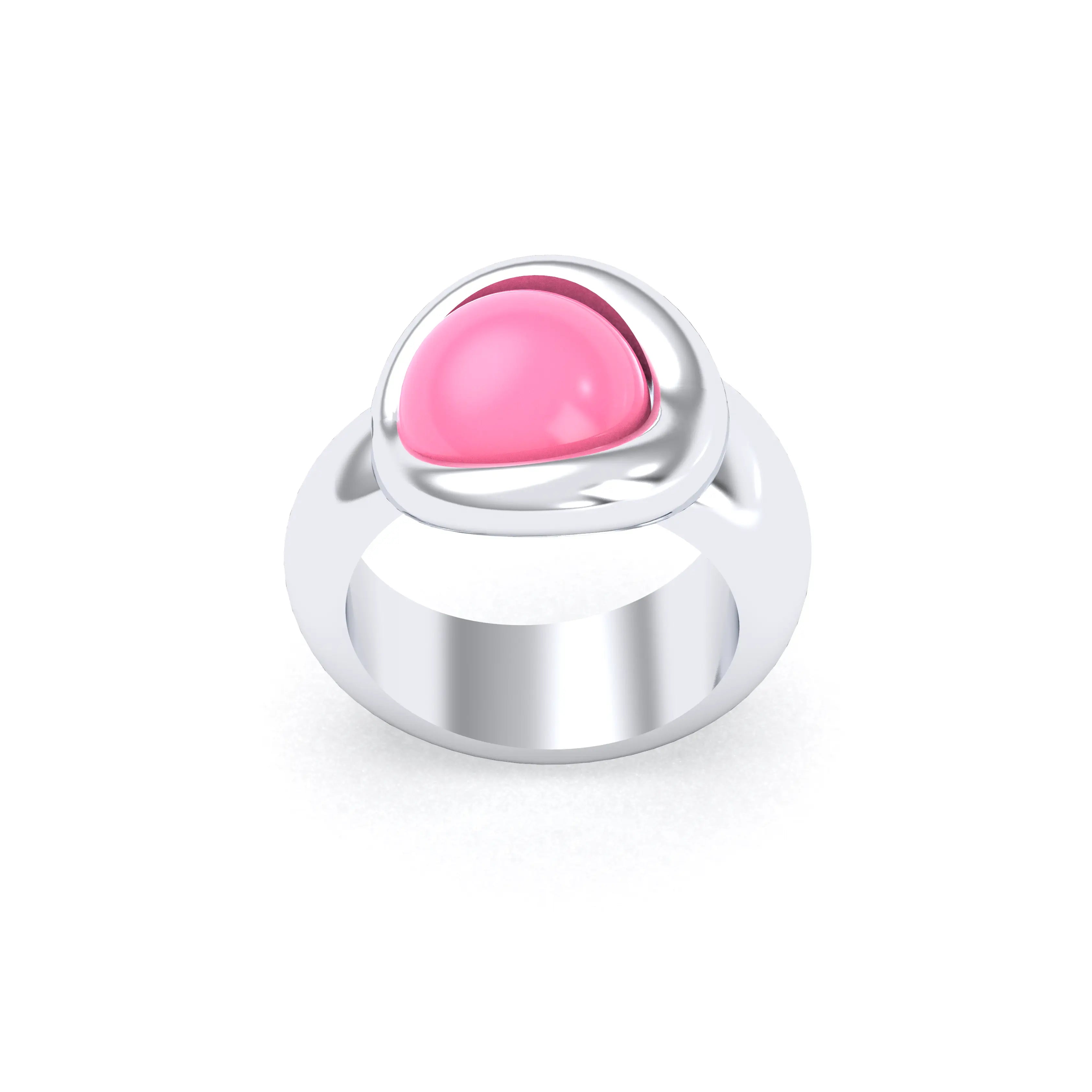 Bague femme Camille en argent 950, cabochon de pierre fine au choix