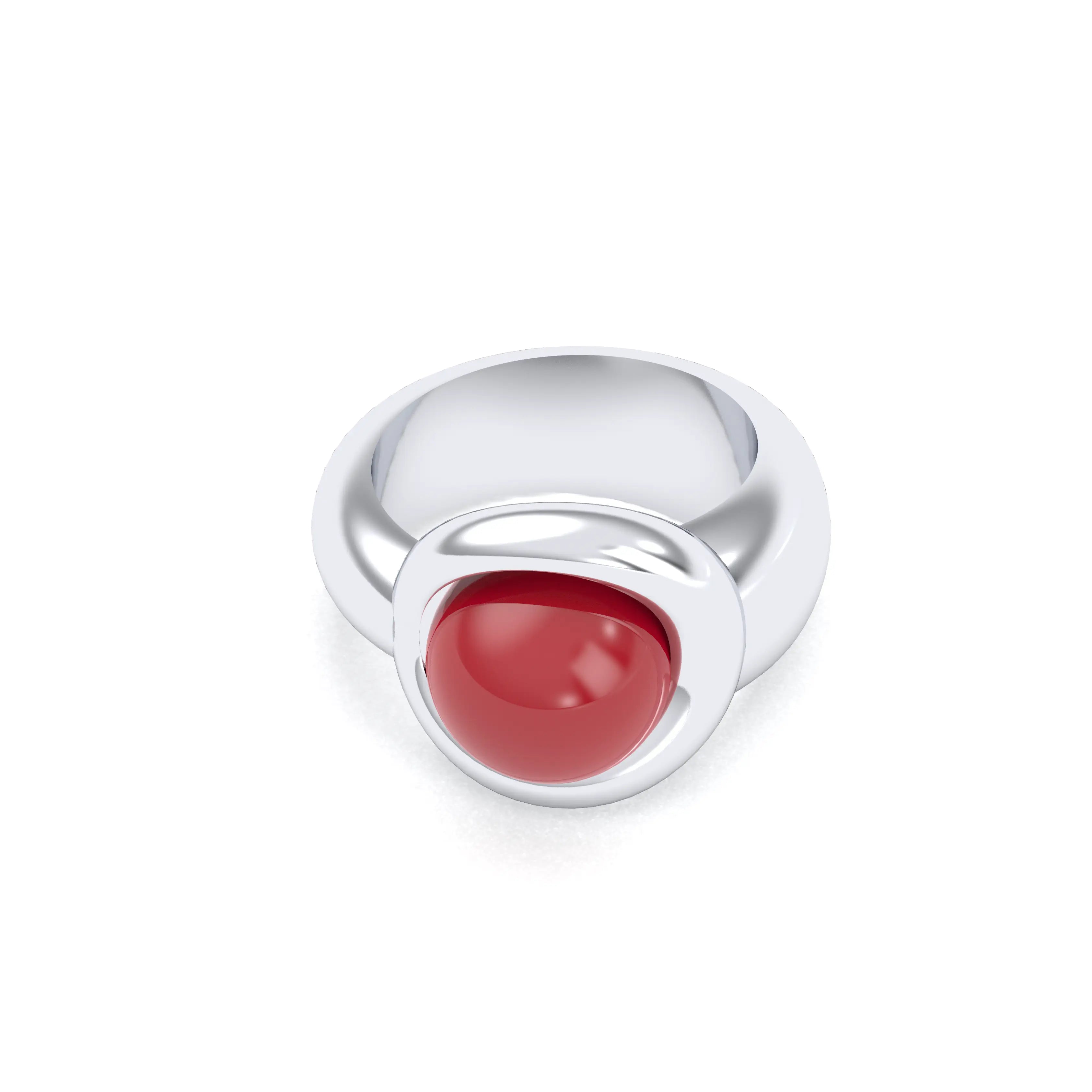 Bague femme Camille en argent 950, cabochon de pierre fine au choix