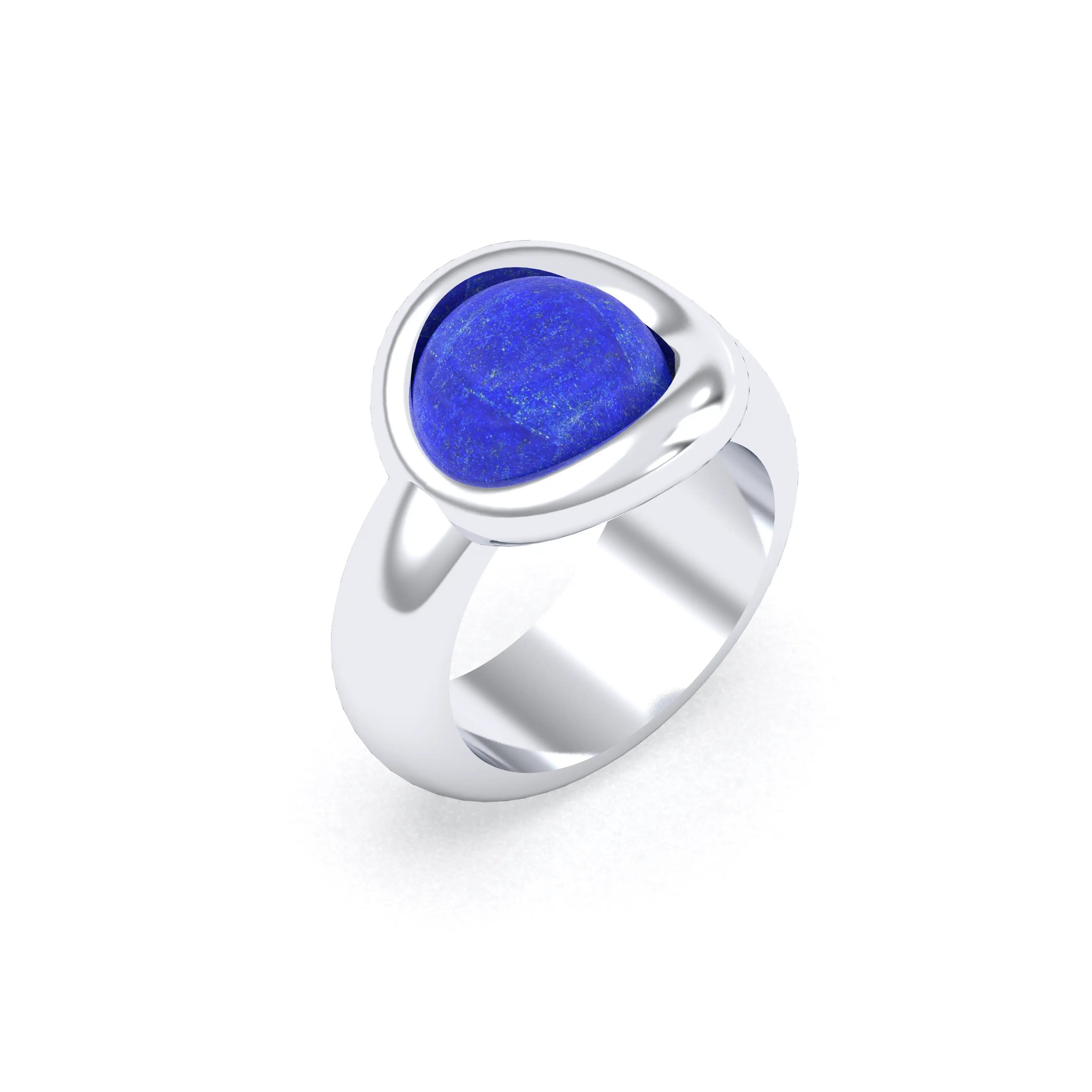 Bague femme Camille en argent 950, cabochon de pierre fine au choix Lapis Lazuli