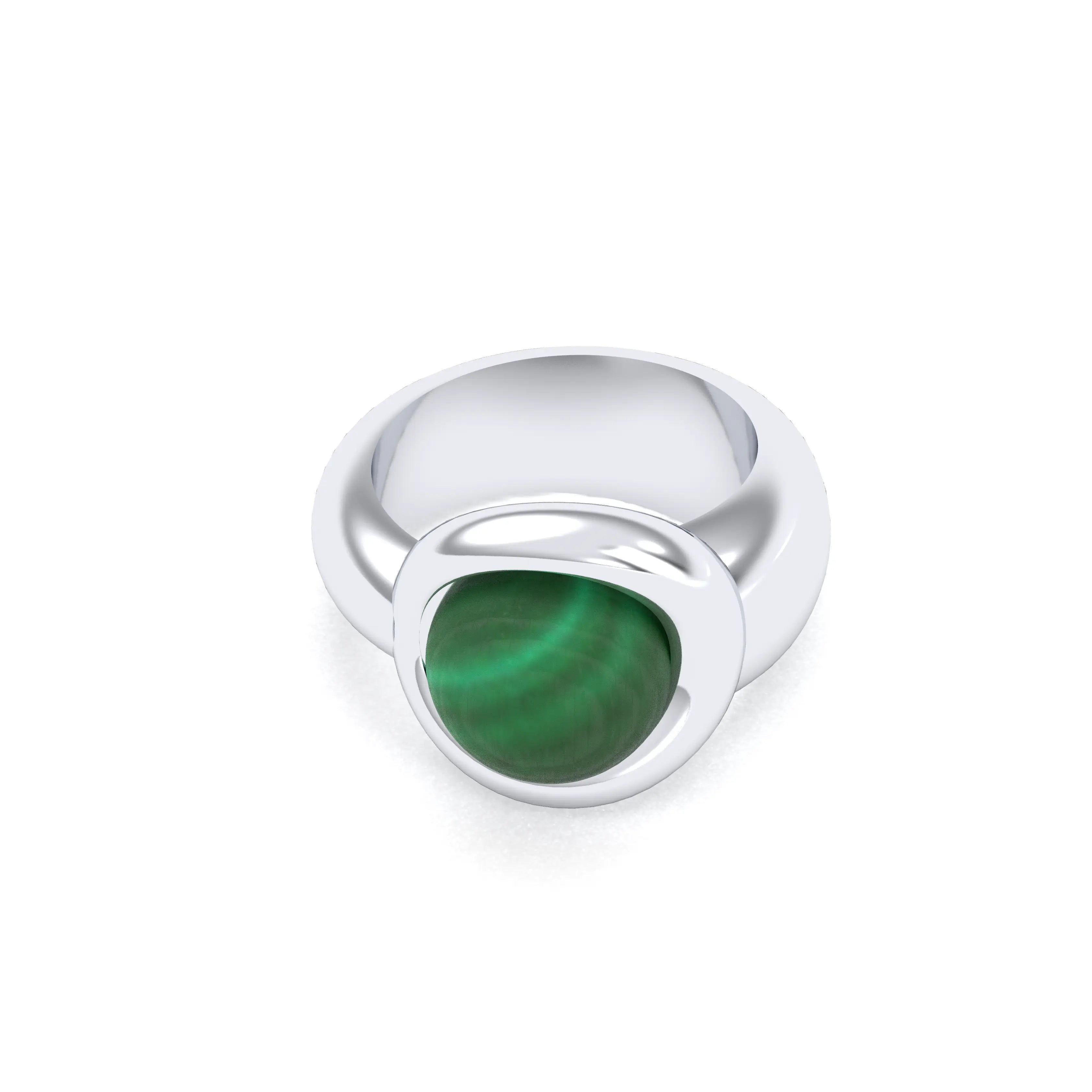Bague femme Camille en argent 950, cabochon de pierre fine au choix