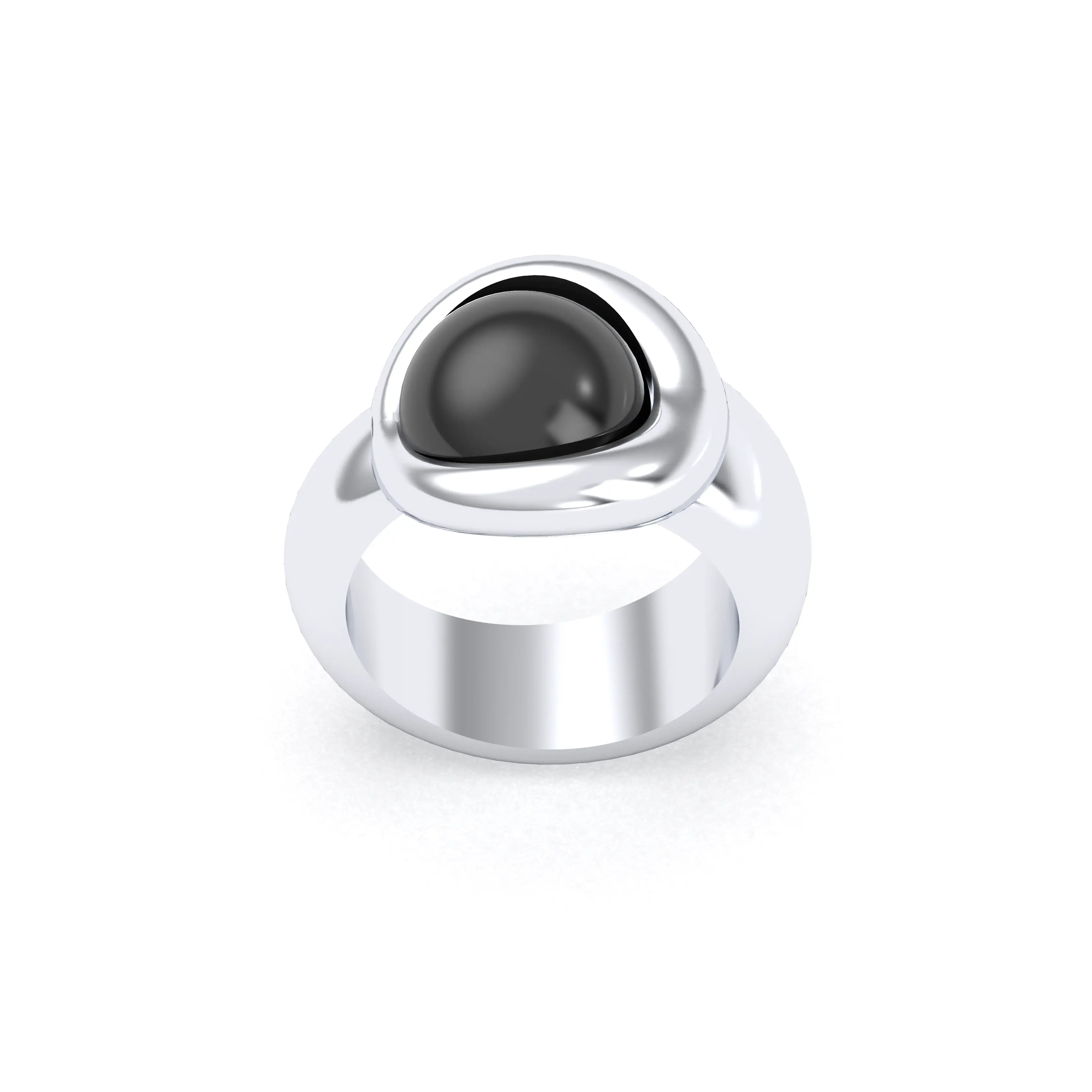 Bague femme Camille en argent 950, cabochon de pierre fine au choix