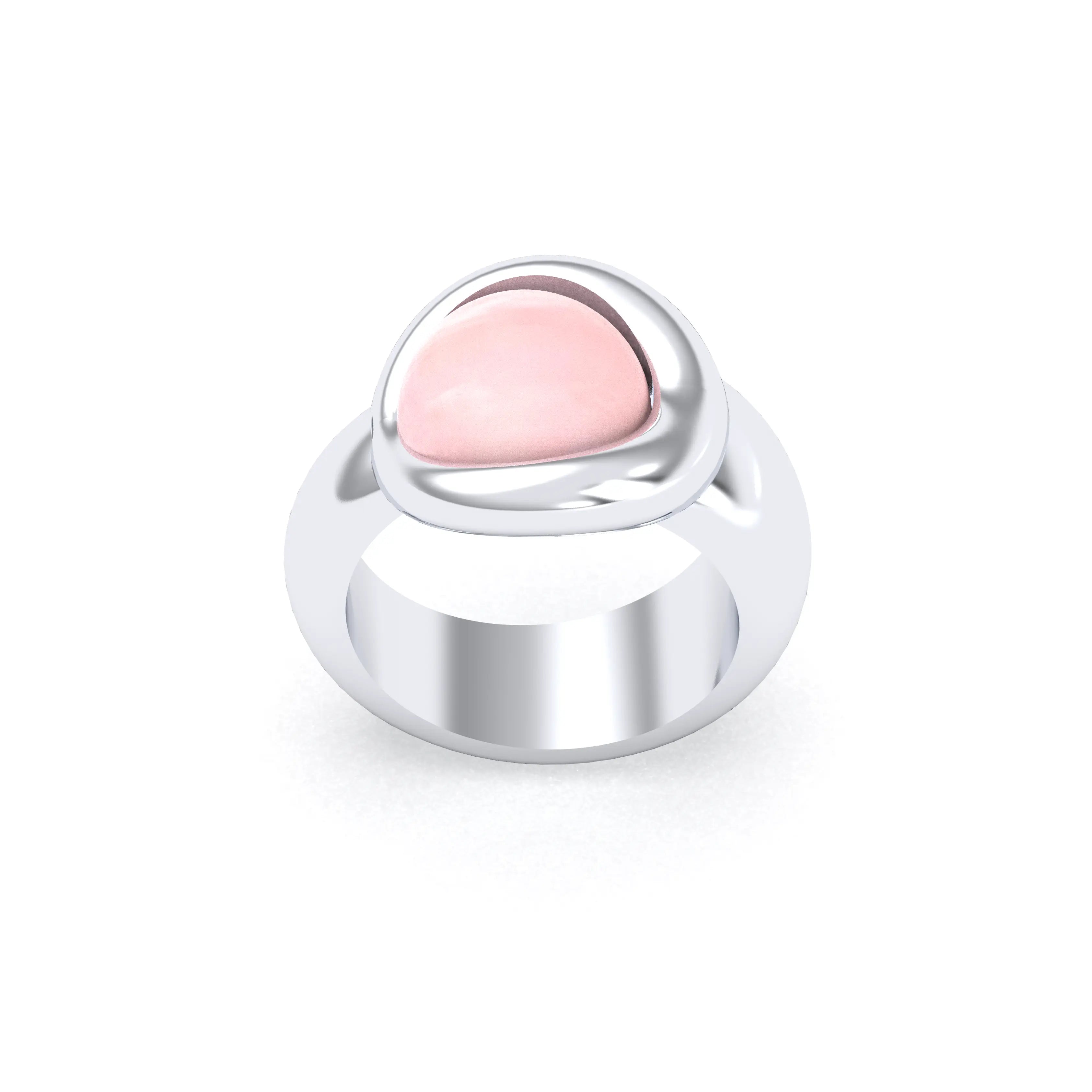 Bague femme Camille en argent 950, cabochon de pierre fine au choix
