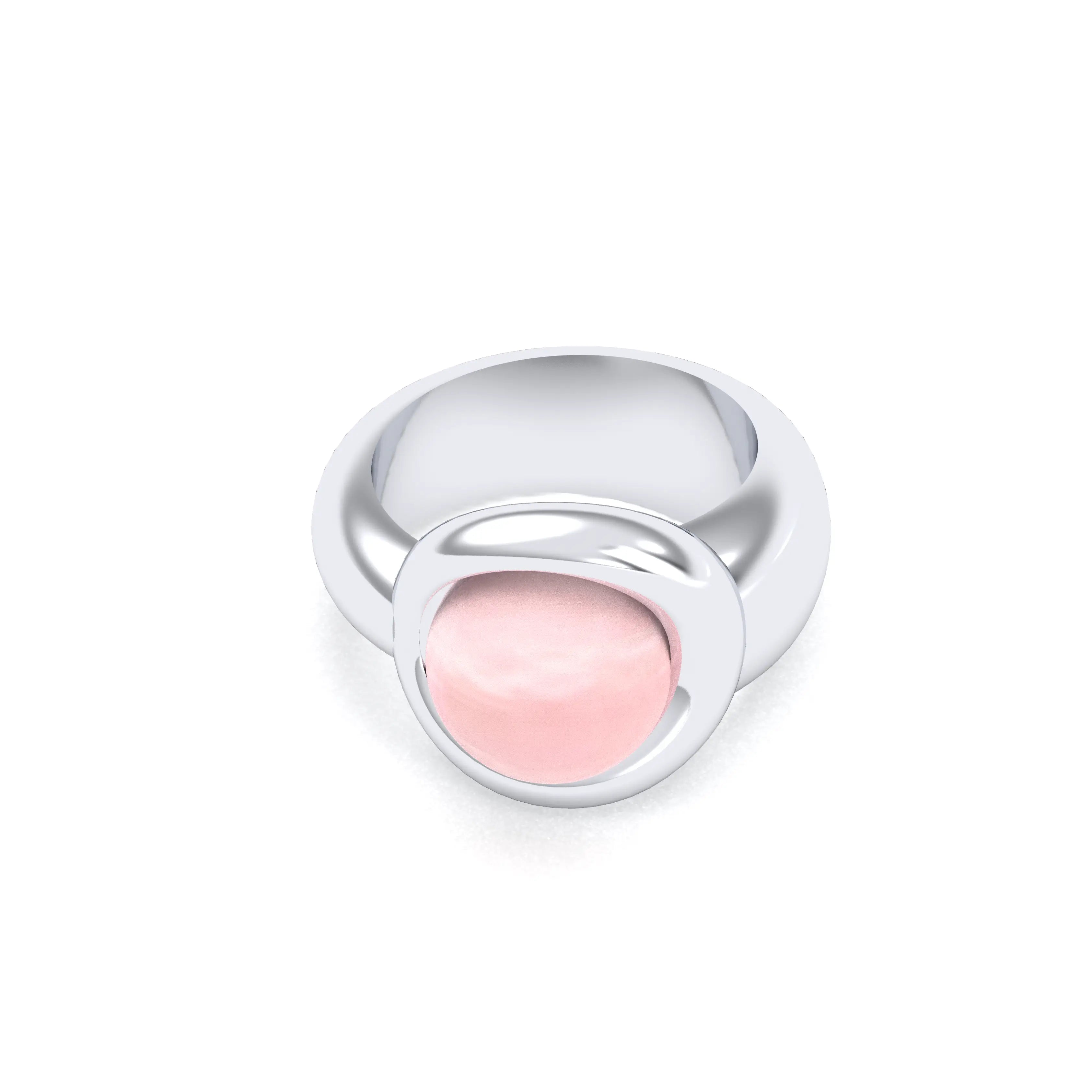 Bague femme Camille en argent 950, cabochon de pierre fine au choix