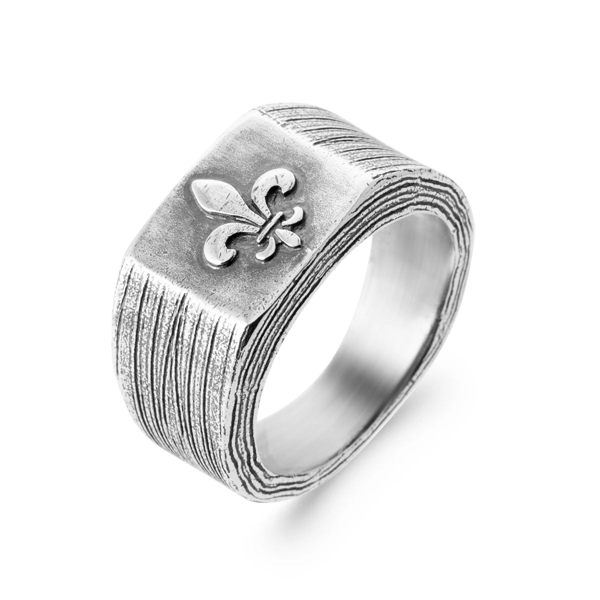 Bague chevalière fleur de lys en argent 925 homme