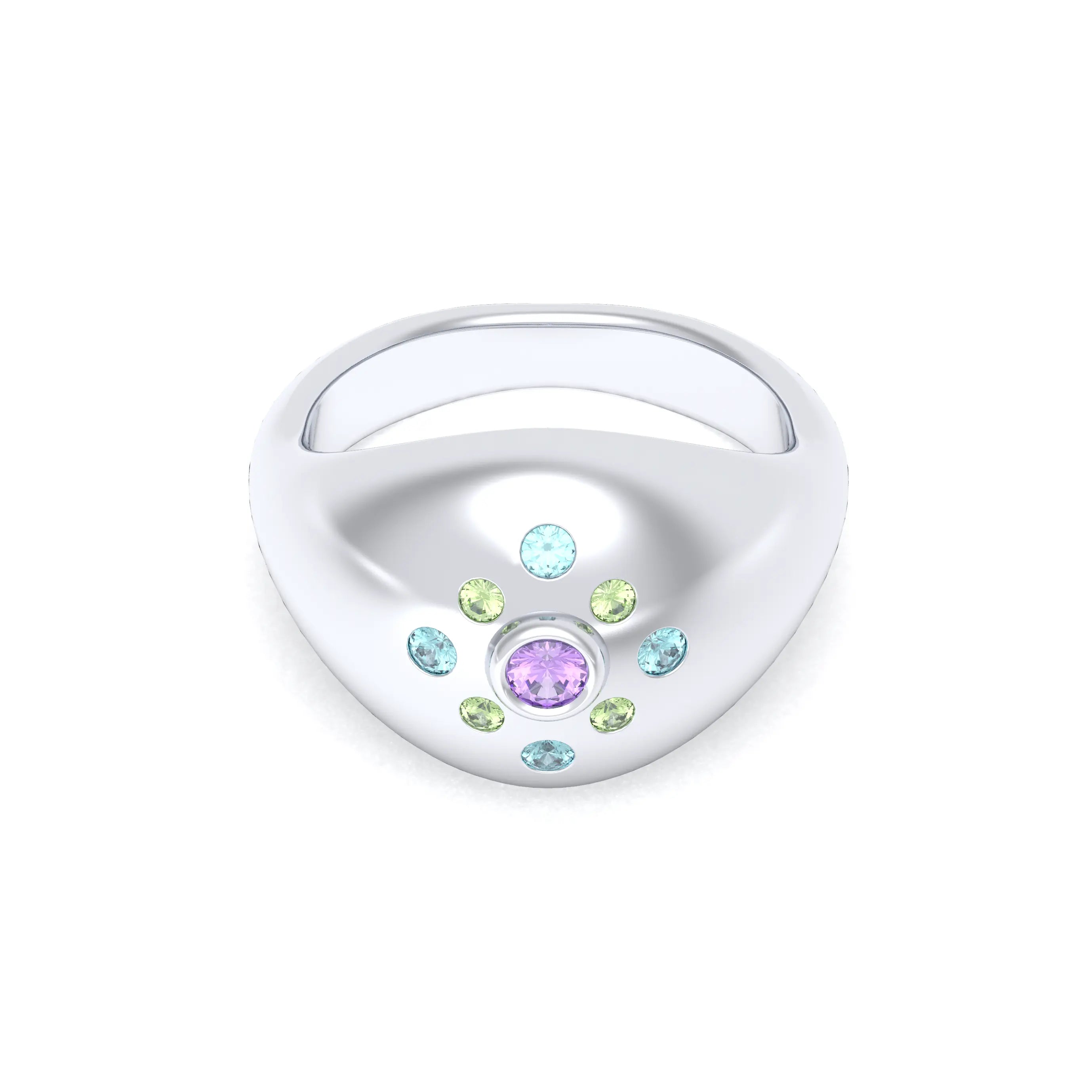 Bague "Cuore" en Argent 950 Massif et Constellation de Pierres Fines