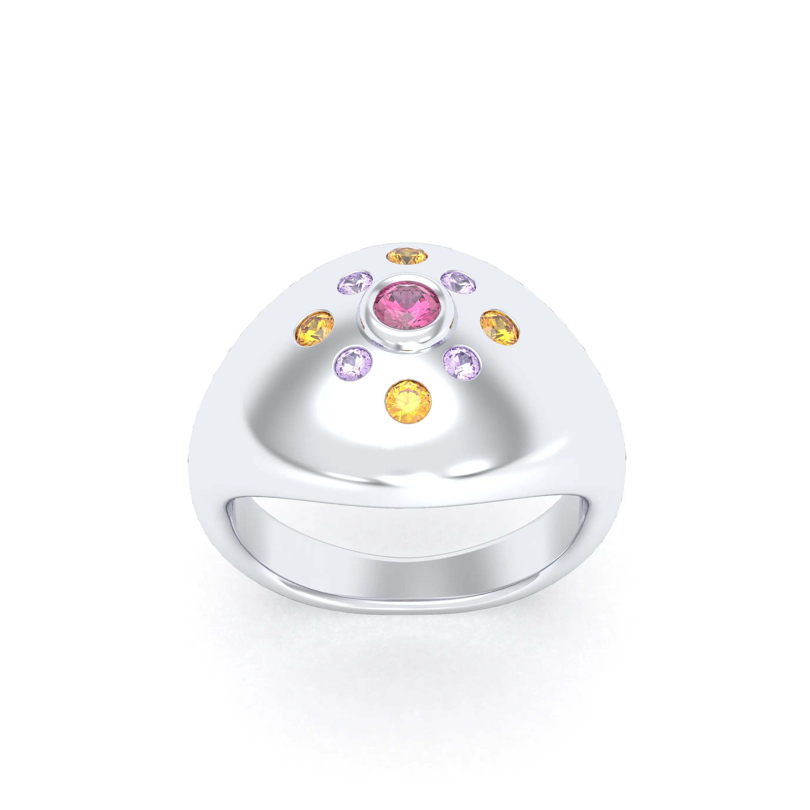Bague "Cuore" en Argent 950 Massif et Constellation de Pierres Fines