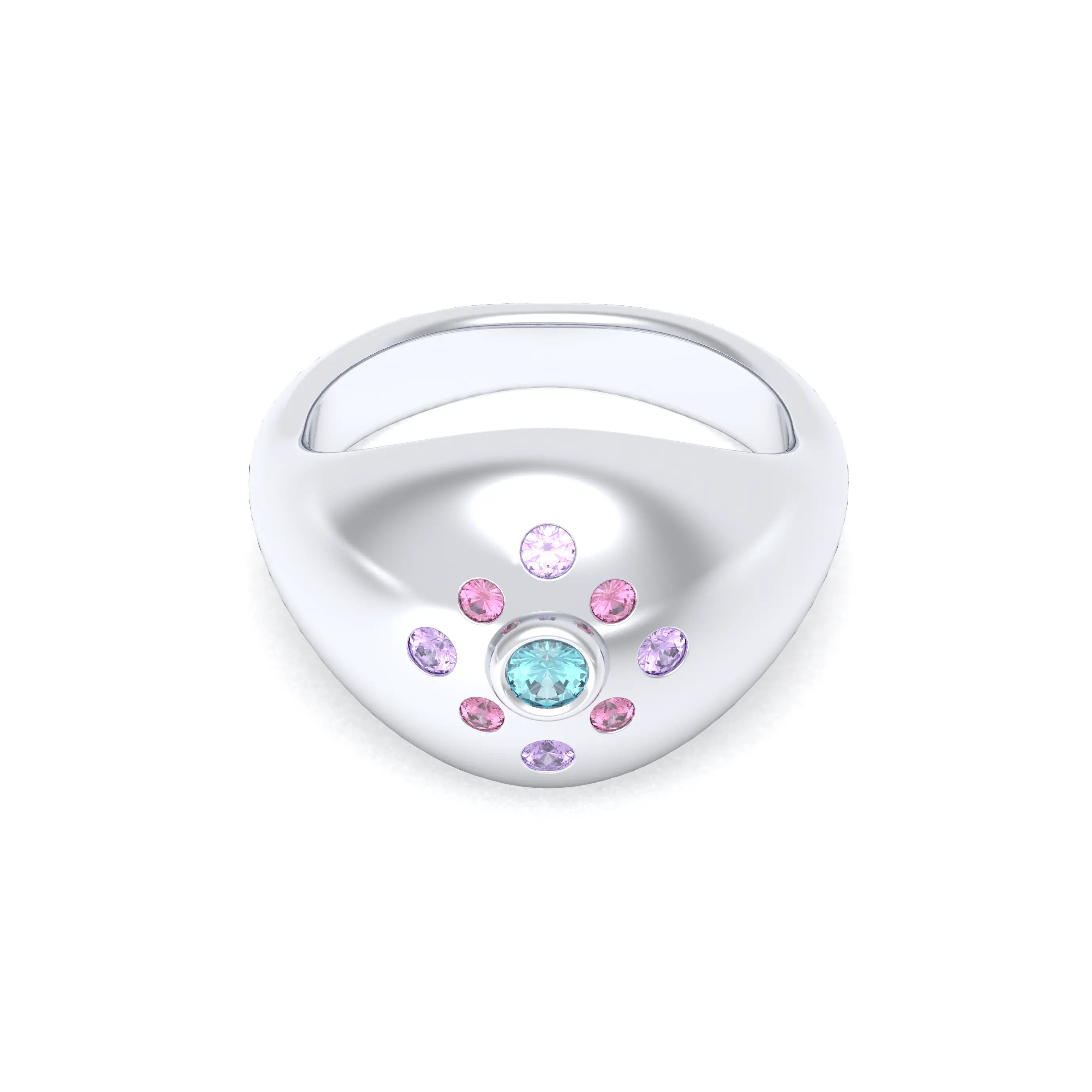 Bague "Cuore" en Argent 950 Massif et Constellation de Pierres Fines