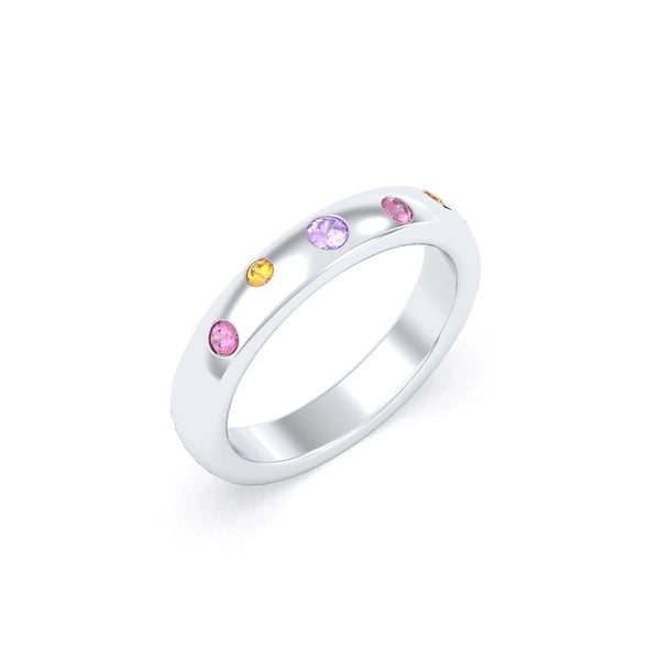 Bague Elisa – L'Éclat de l'Argent 950 et sa Constellation de Pierres Fines Améthyste