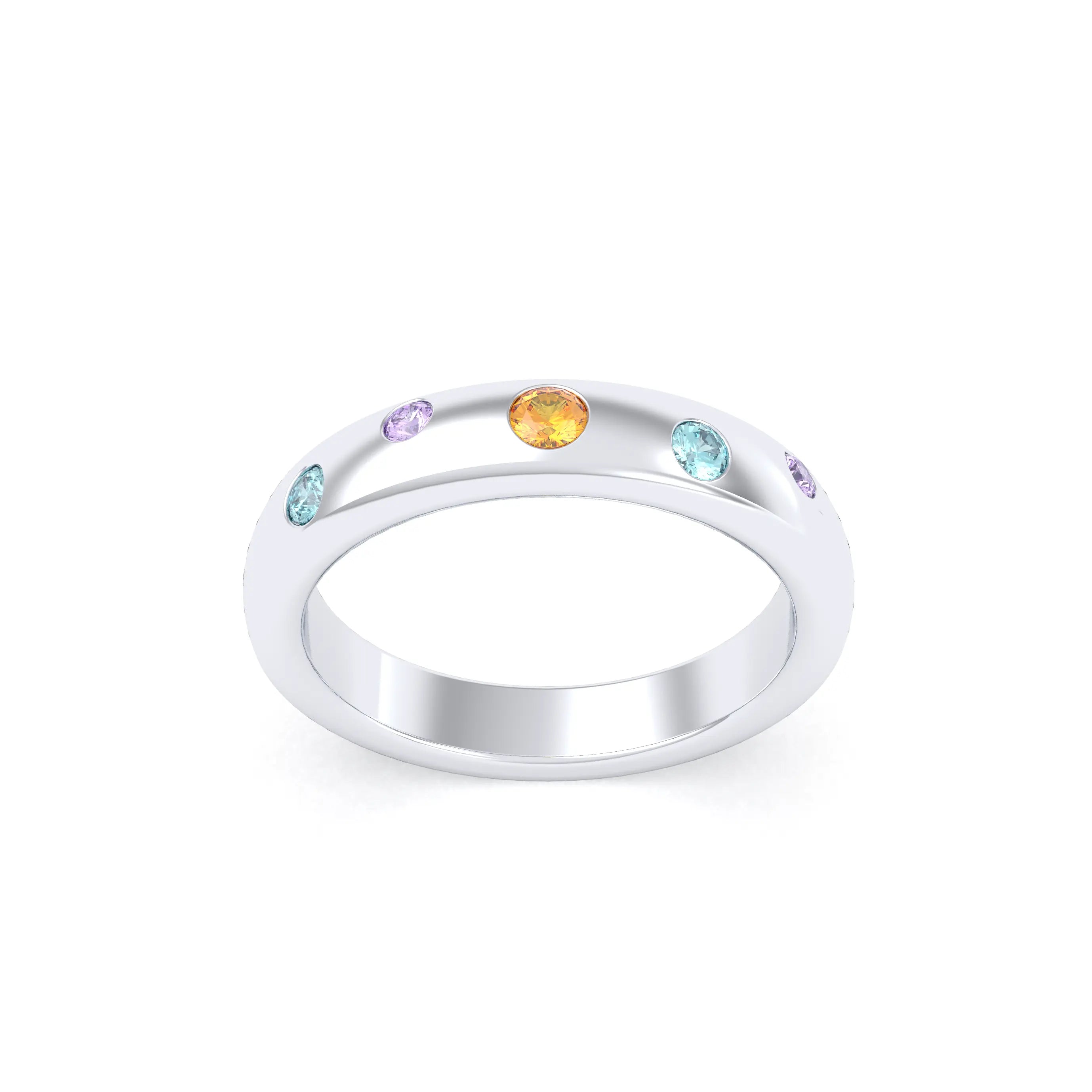 Bague Elisa – L'Éclat de l'Argent 950 et sa Constellation de Pierres Fines