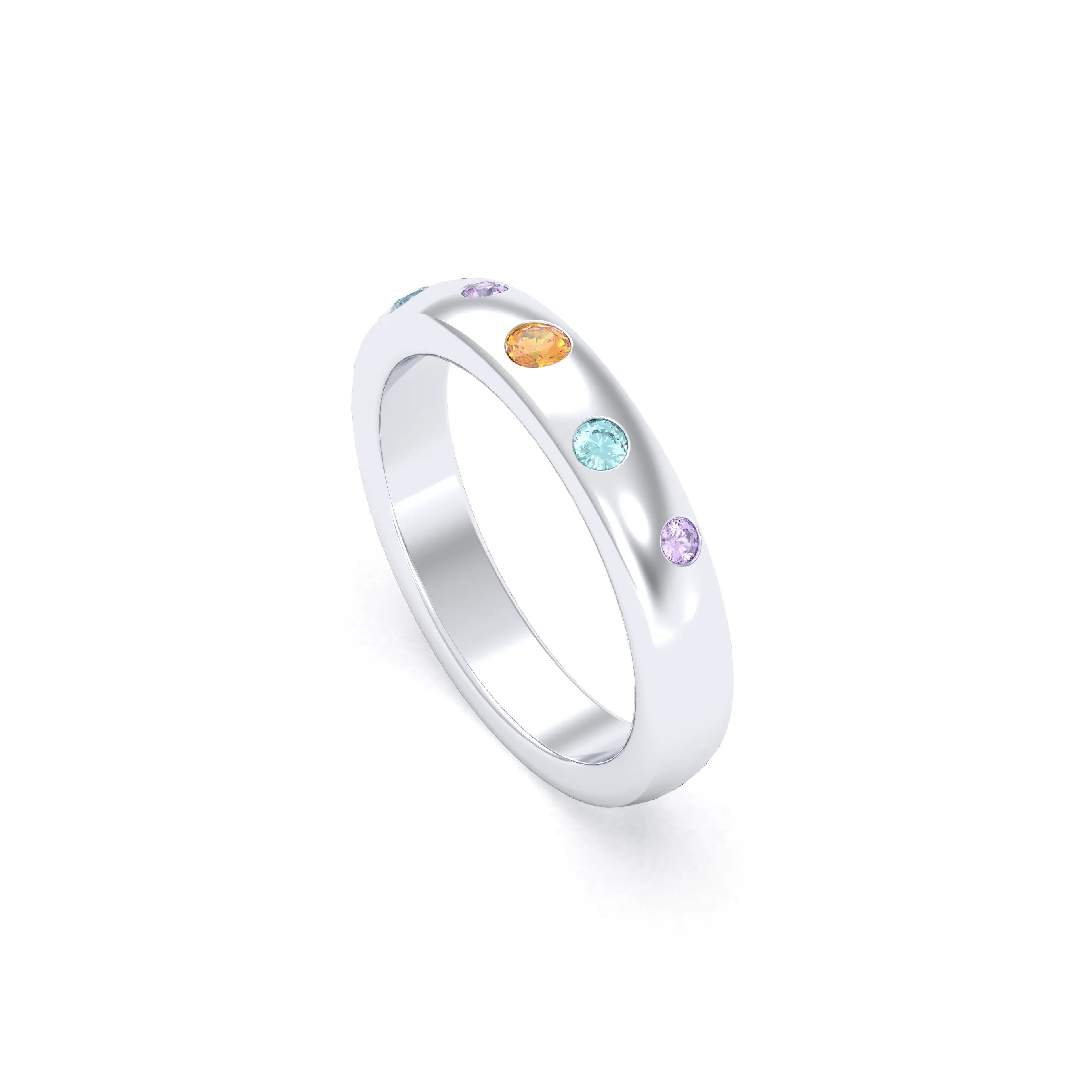 Bague Elisa – L'Éclat de l'Argent 950 et sa Constellation de Pierres Fines