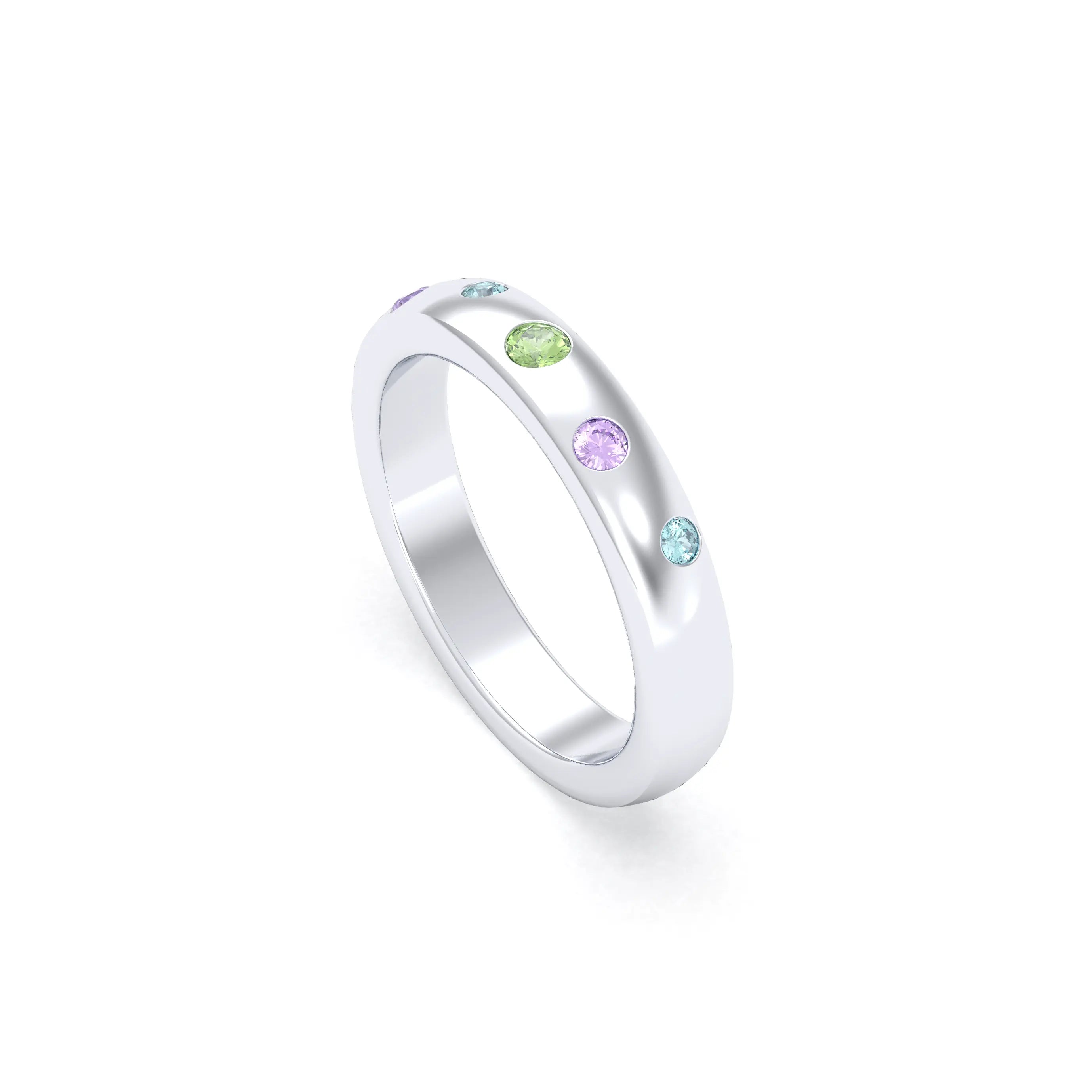 Bague Elisa – L'Éclat de l'Argent 950 et sa Constellation de Pierres Fines