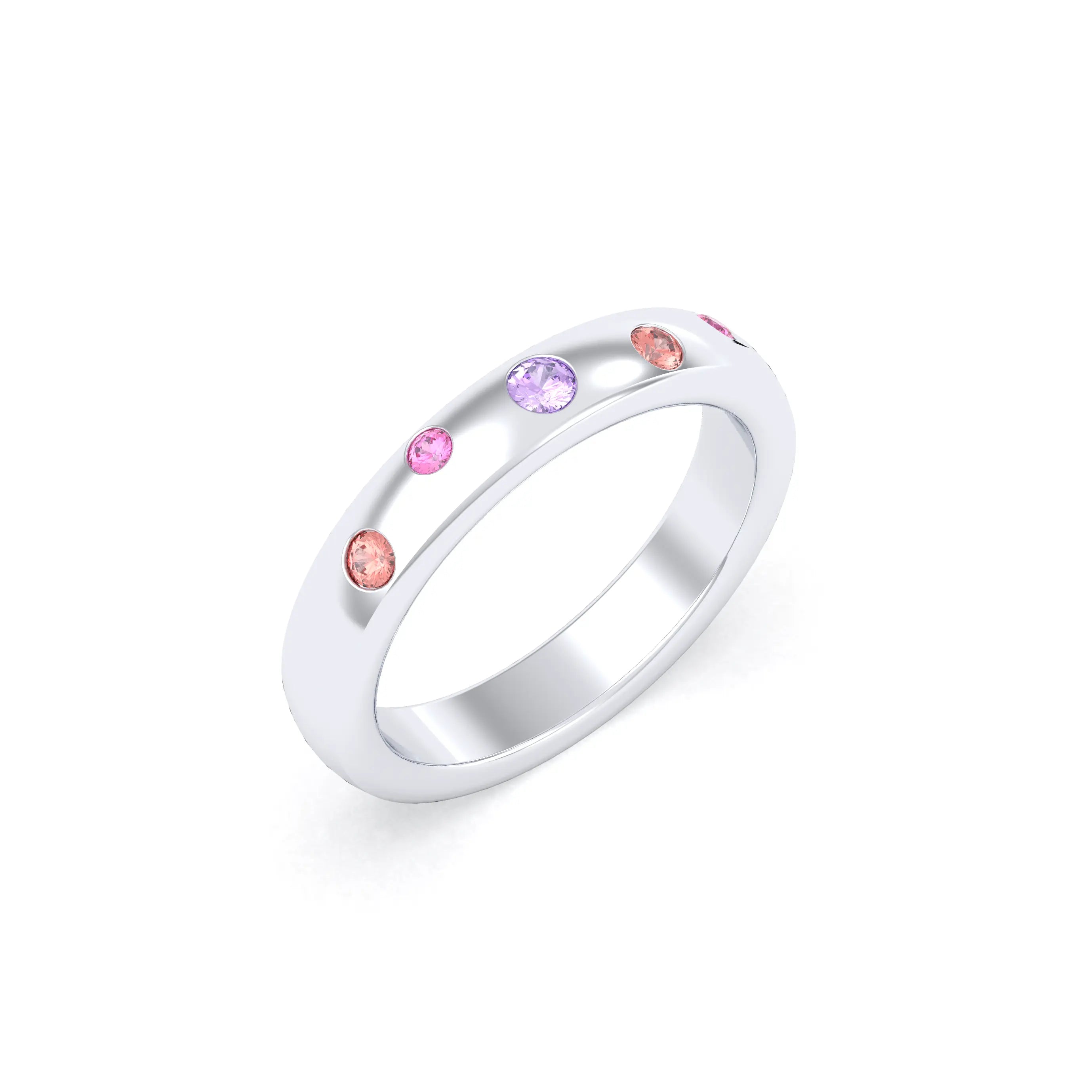 Bague Elisa – L'Alliance de l'Argent 950 et des Saphirs Précieux Améthyste