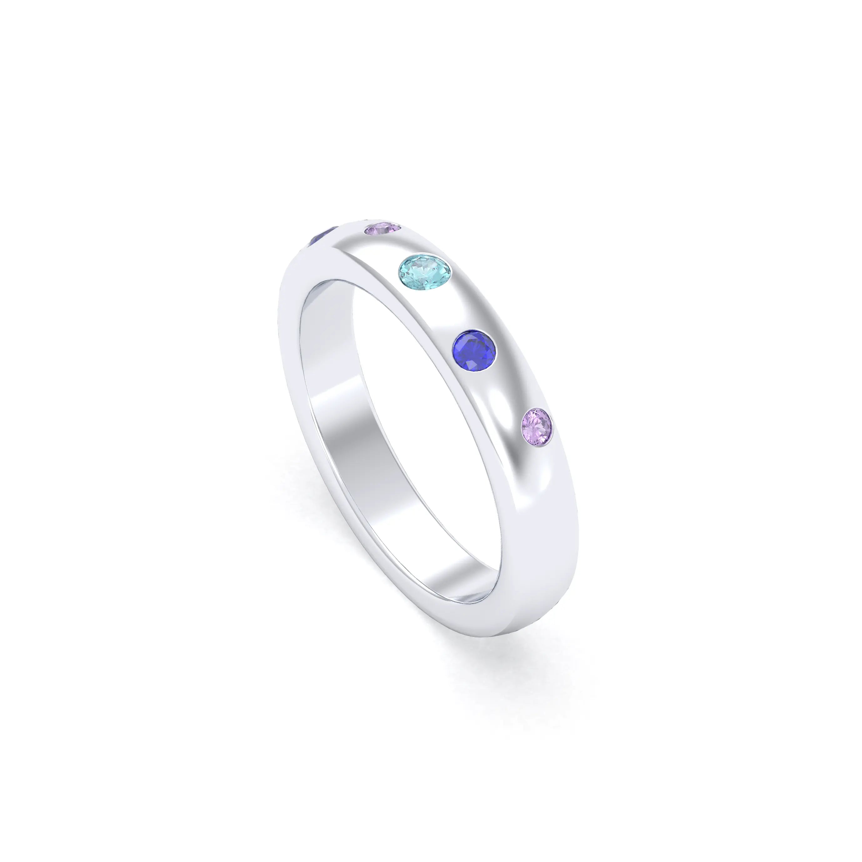 Bague Elisa – L'Alliance de l'Argent 950 et des Saphirs Précieux