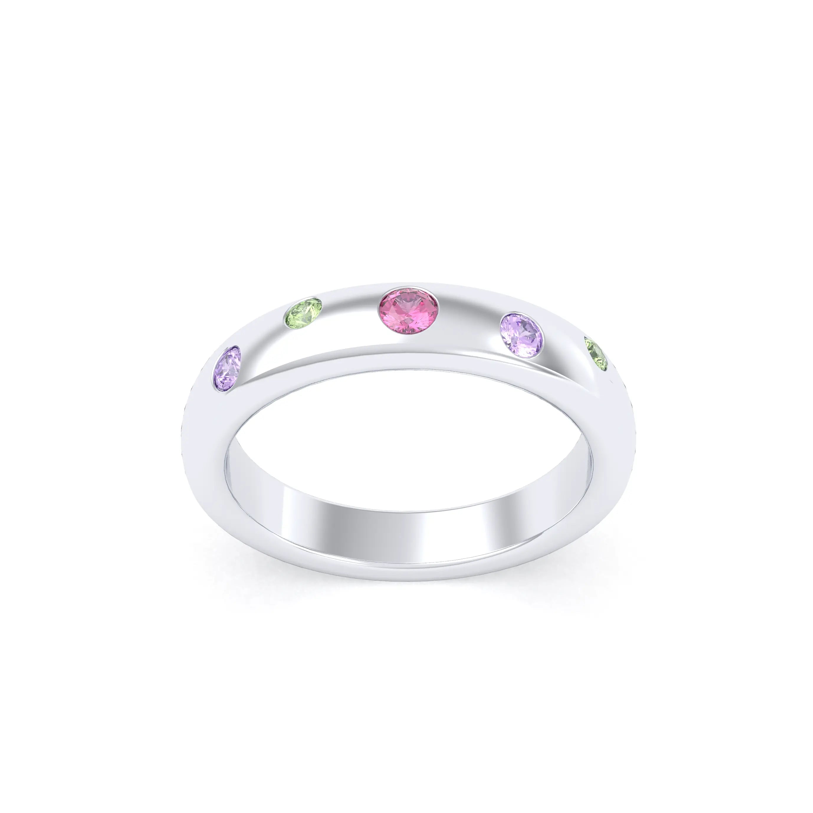 Bague Elisa – L'Éclat de l'Argent 950 et sa Constellation de Pierres Fines