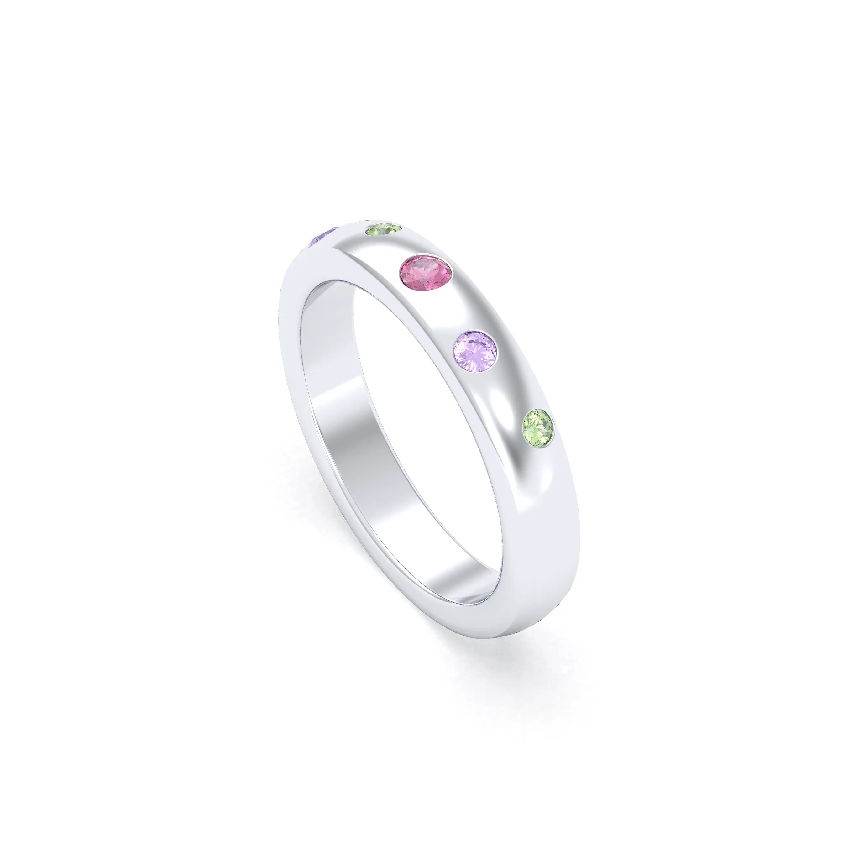 Bague Elisa – L'Éclat de l'Argent 950 et sa Constellation de Pierres Fines