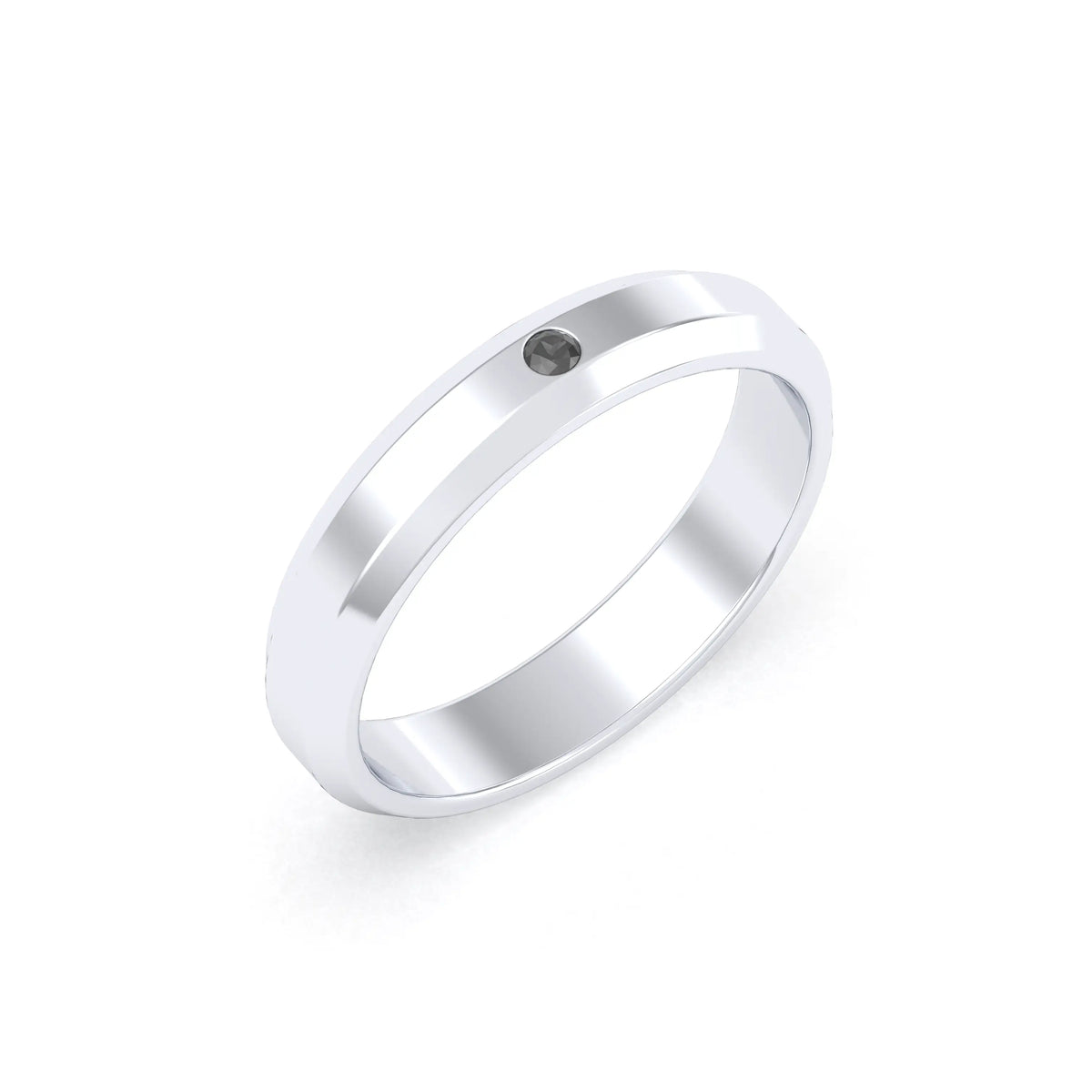 Bague Elisa Architecte biseautée en argent 950 – pierre fine ou précieuse au choix Diamant noir