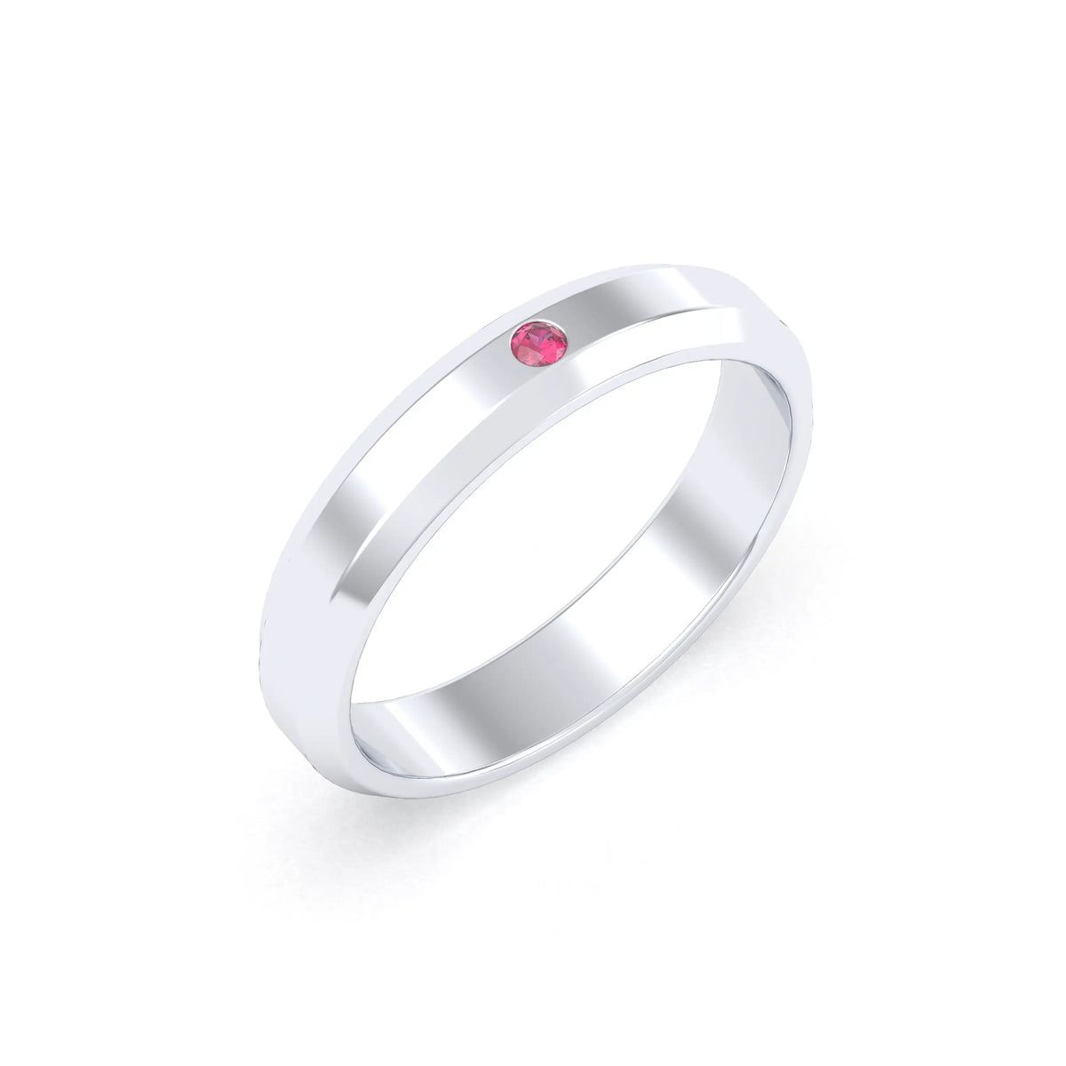 Bague Elisa Architecte biseautée en argent 950 – pierre fine ou précieuse au choix Rubis