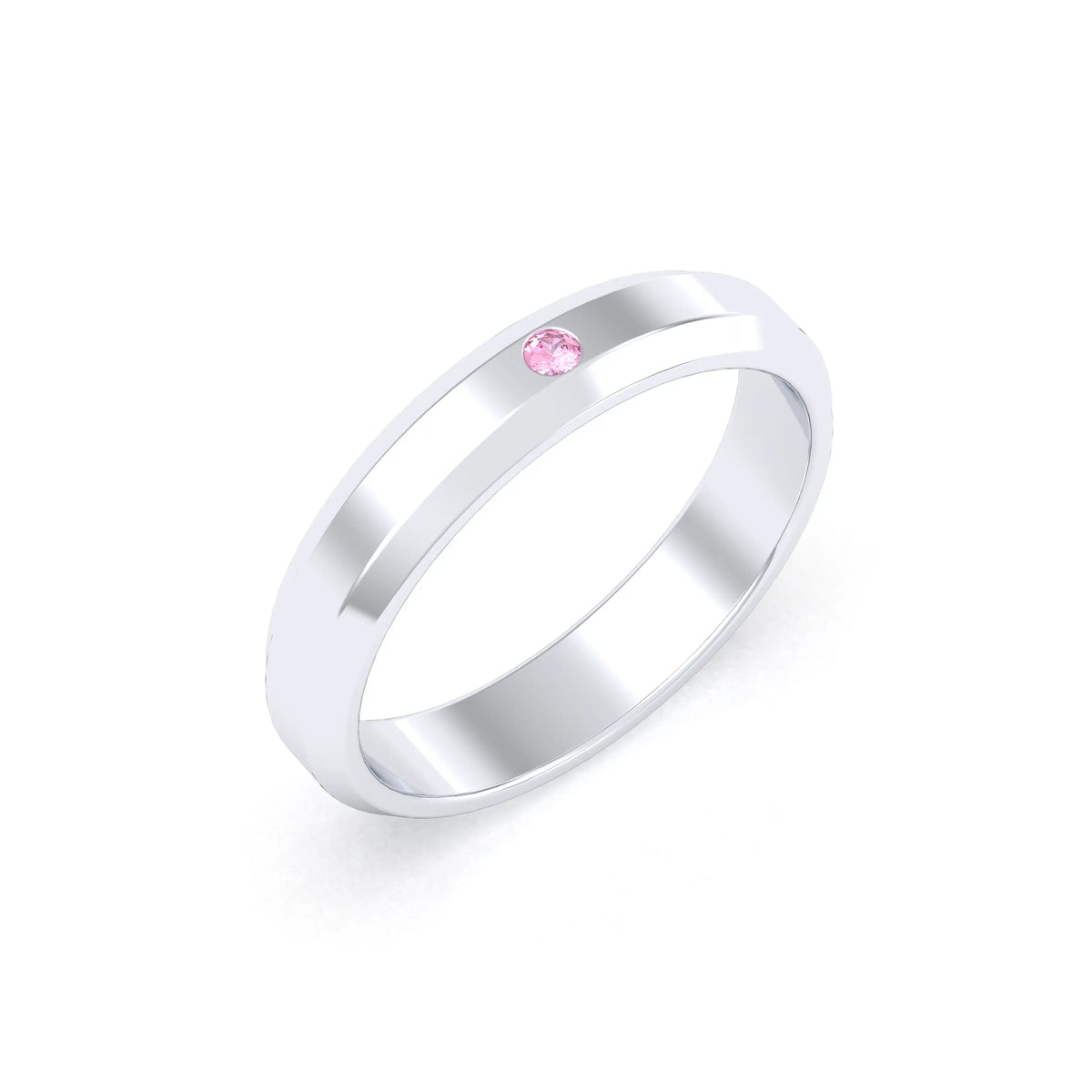 Bague Elisa Architecte biseautée en argent 950 – pierre fine ou précieuse au choix Saphir rose