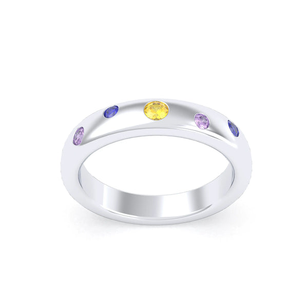 Bague Elisa en or blanc 18 carats – pierres fines et précieuses au choix, autre vue