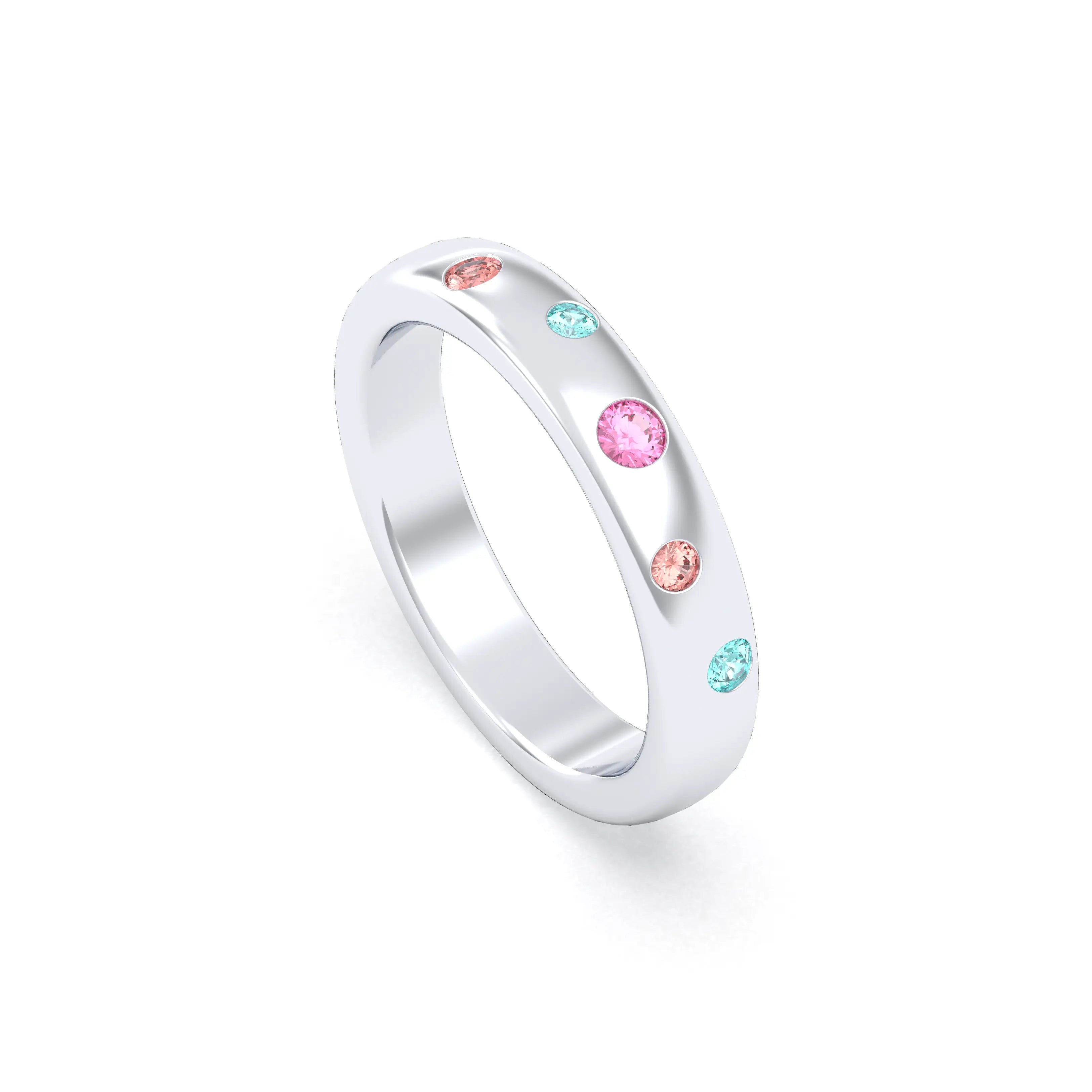 Bague Elisa en or blanc 18 carats – pierres fines et précieuses au choix