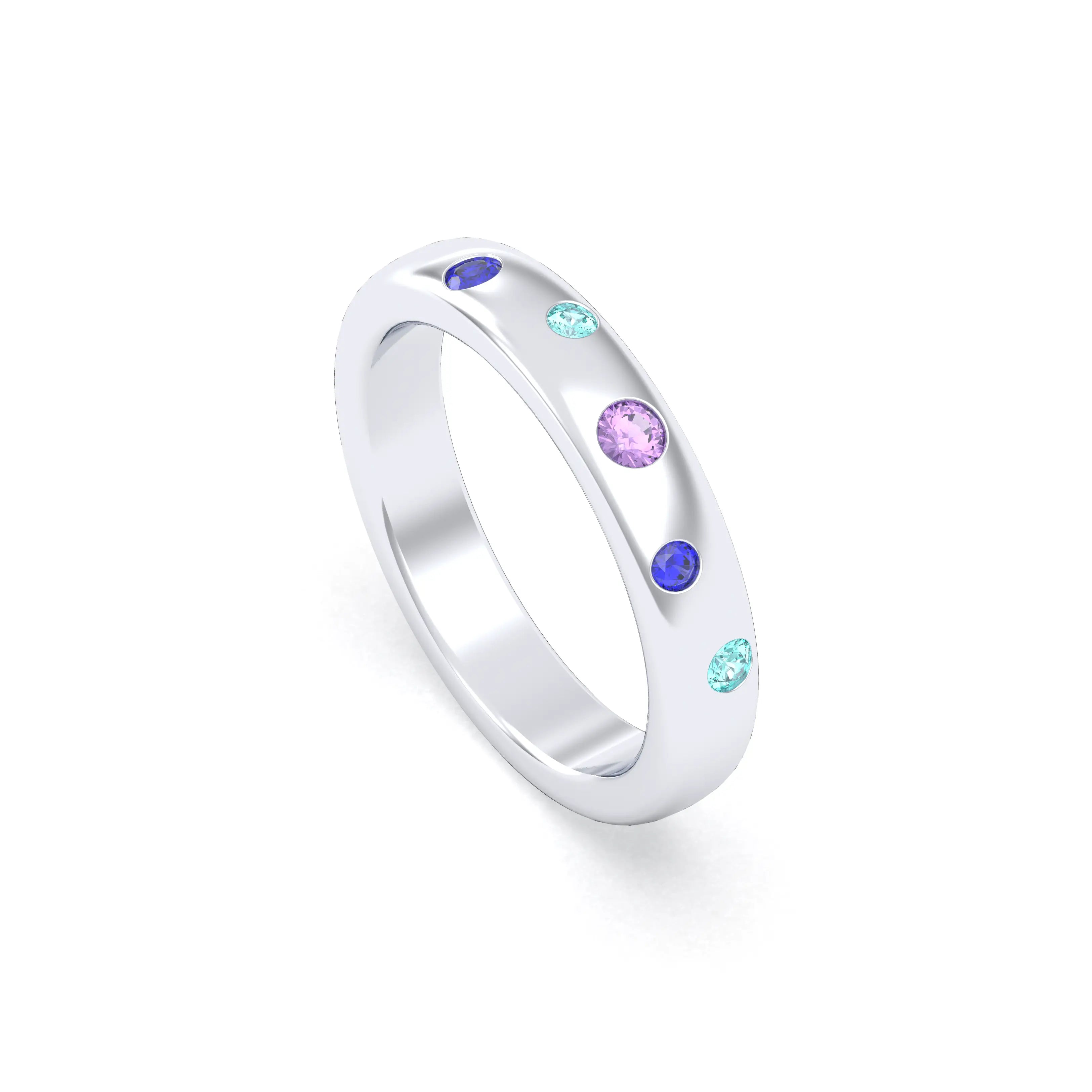 Bague Elisa en or blanc 18 carats – pierres fines et précieuses au choix