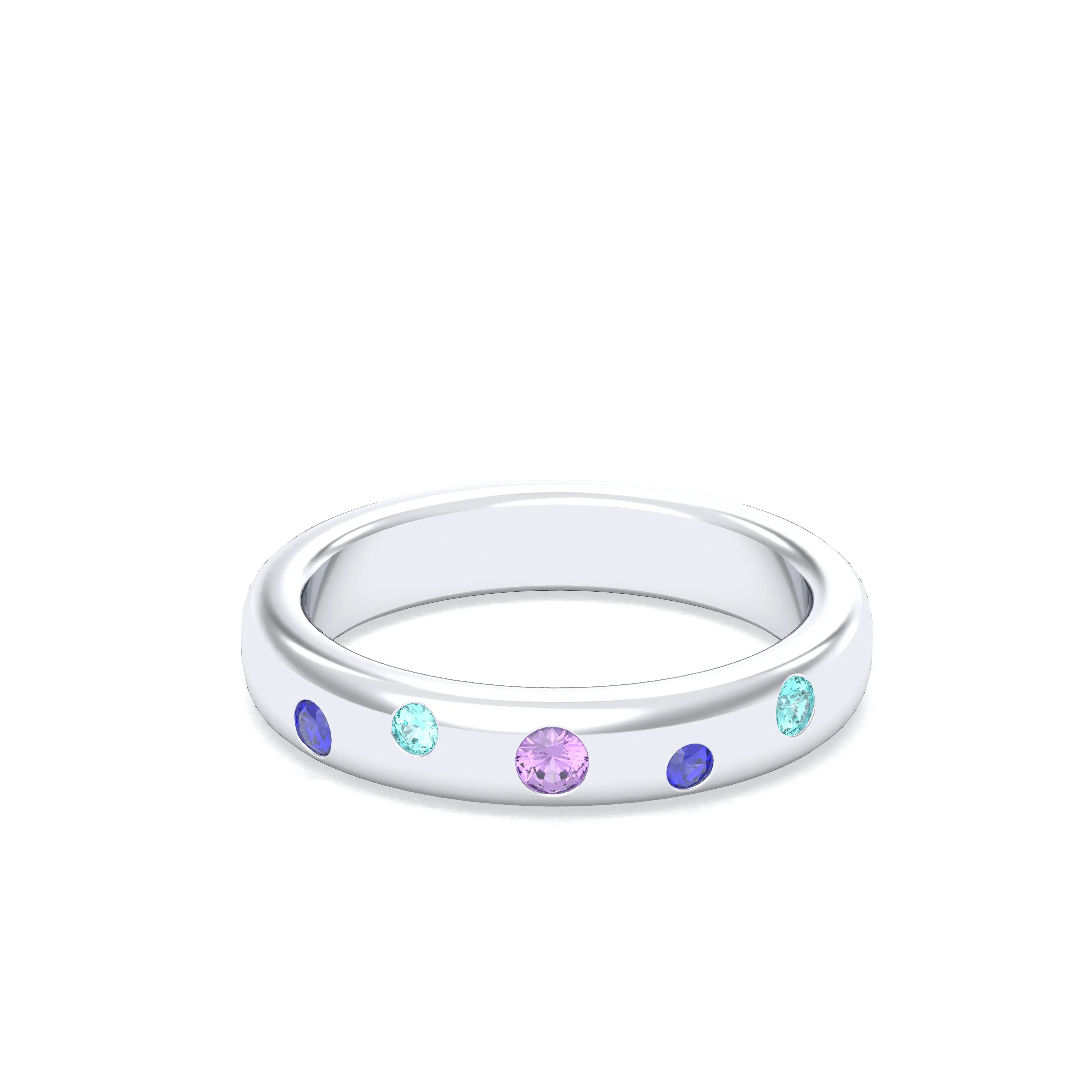 Bague Elisa en or blanc 18 carats – pierres fines et précieuses au choix