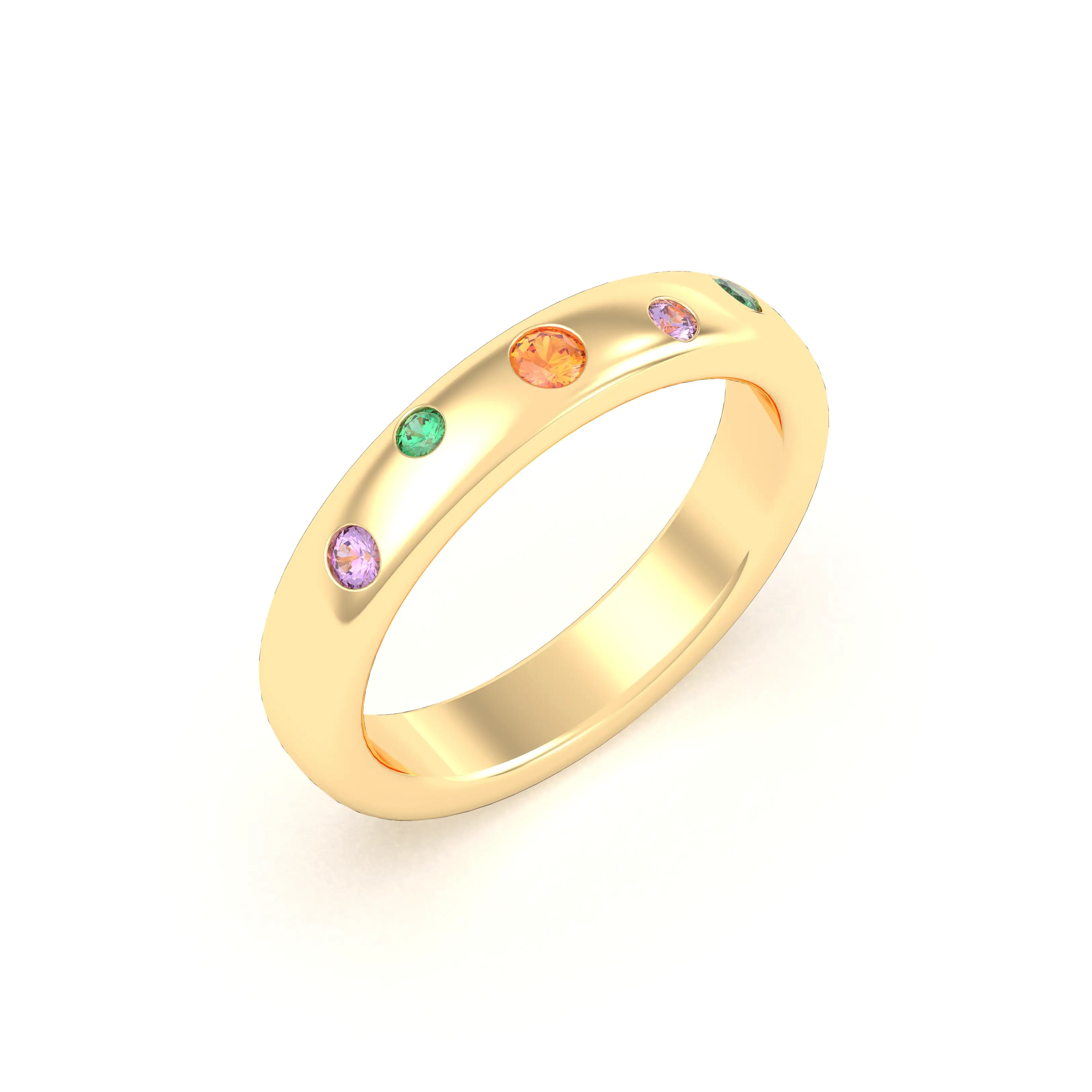 Bague Elisa en or jaune 18 carats – pierres fines et précieuses au choix Émeraudes - Grenats mandarin - Saphirs violets