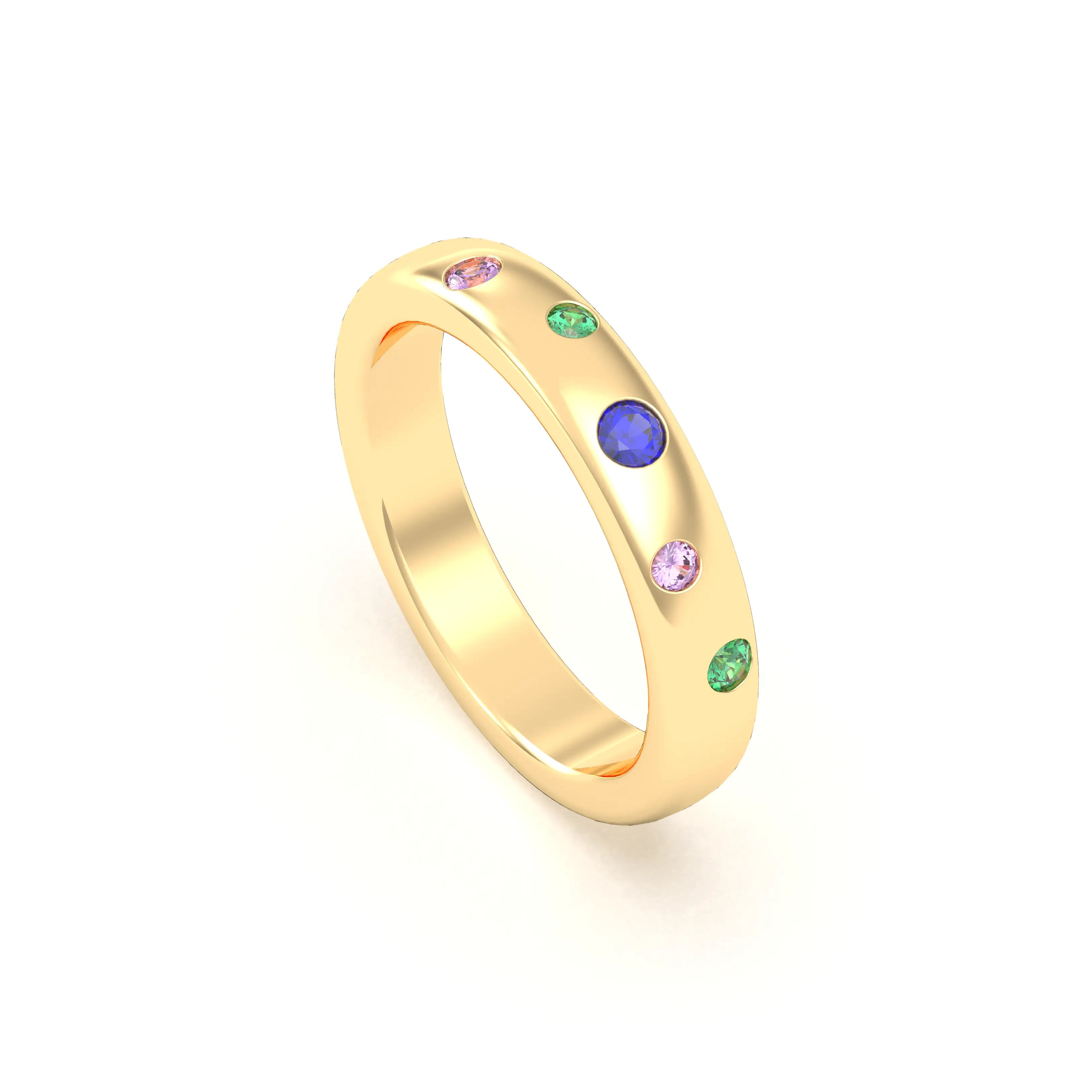 Bague Elisa en or jaune 18 carats – pierres fines et précieuses au choix