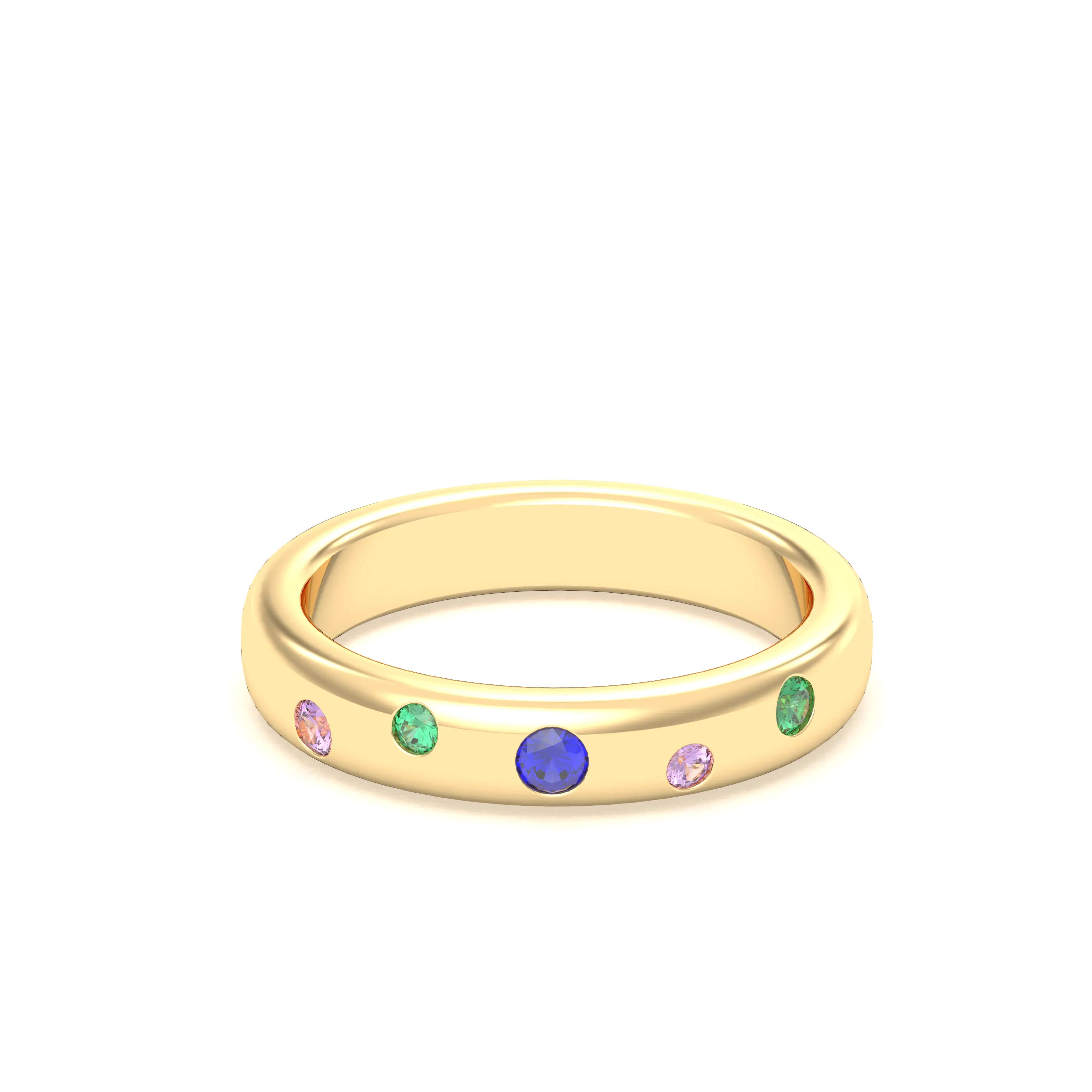 Bague Elisa en or jaune 18 carats – pierres fines et précieuses au choix