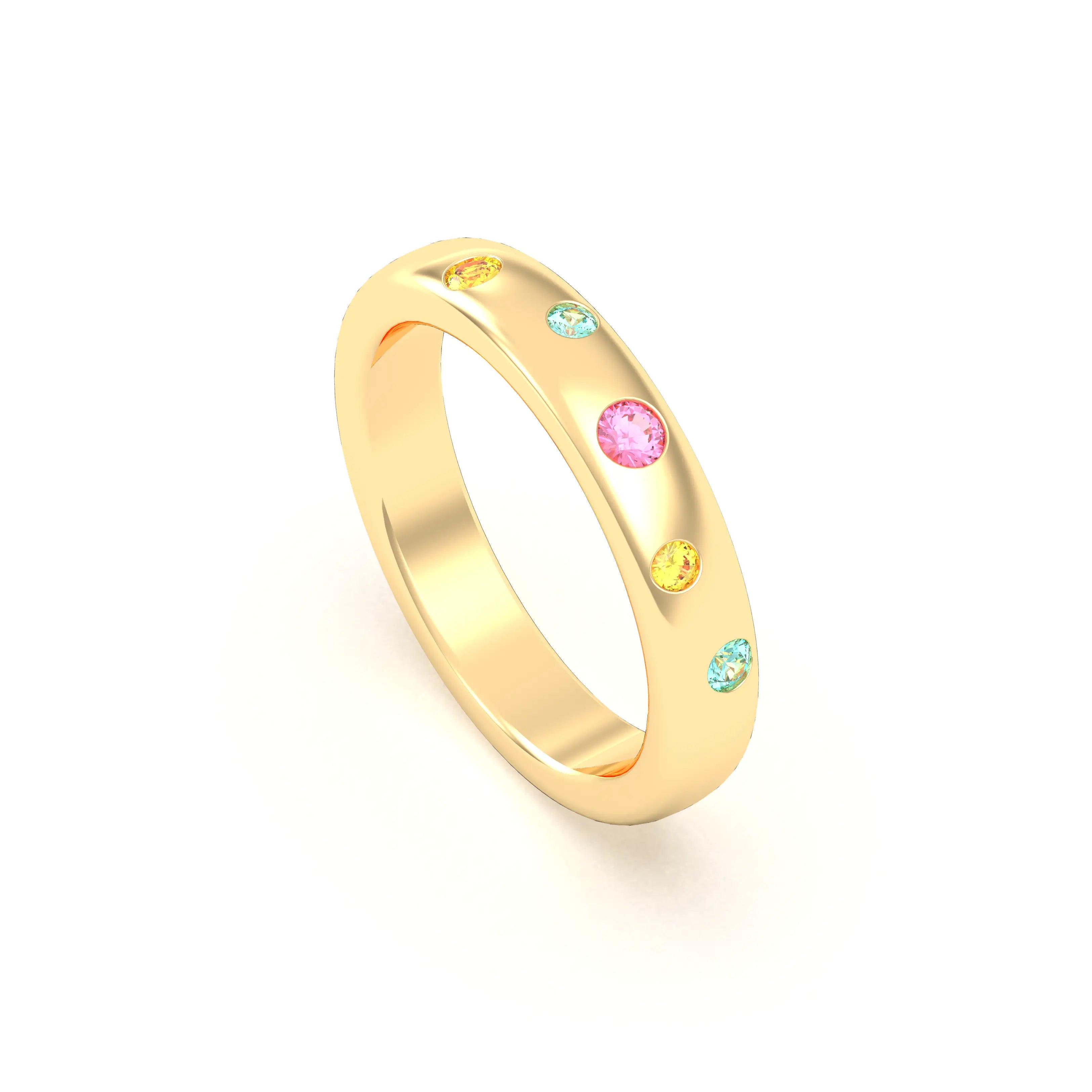 Bague Elisa en or jaune 18 carats – pierres fines et précieuses au choix