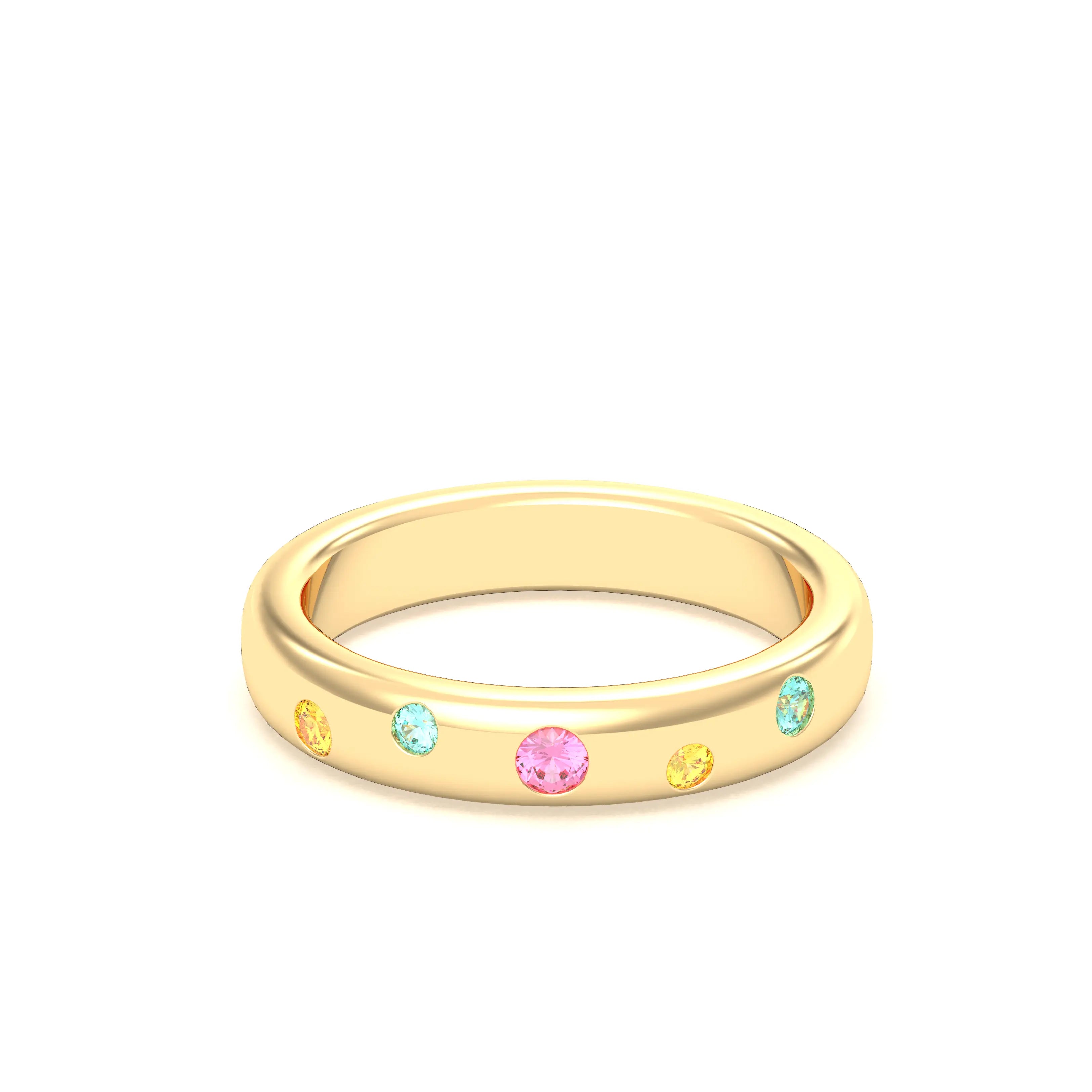 Bague Elisa en or jaune 18 carats – pierres fines et précieuses au choix