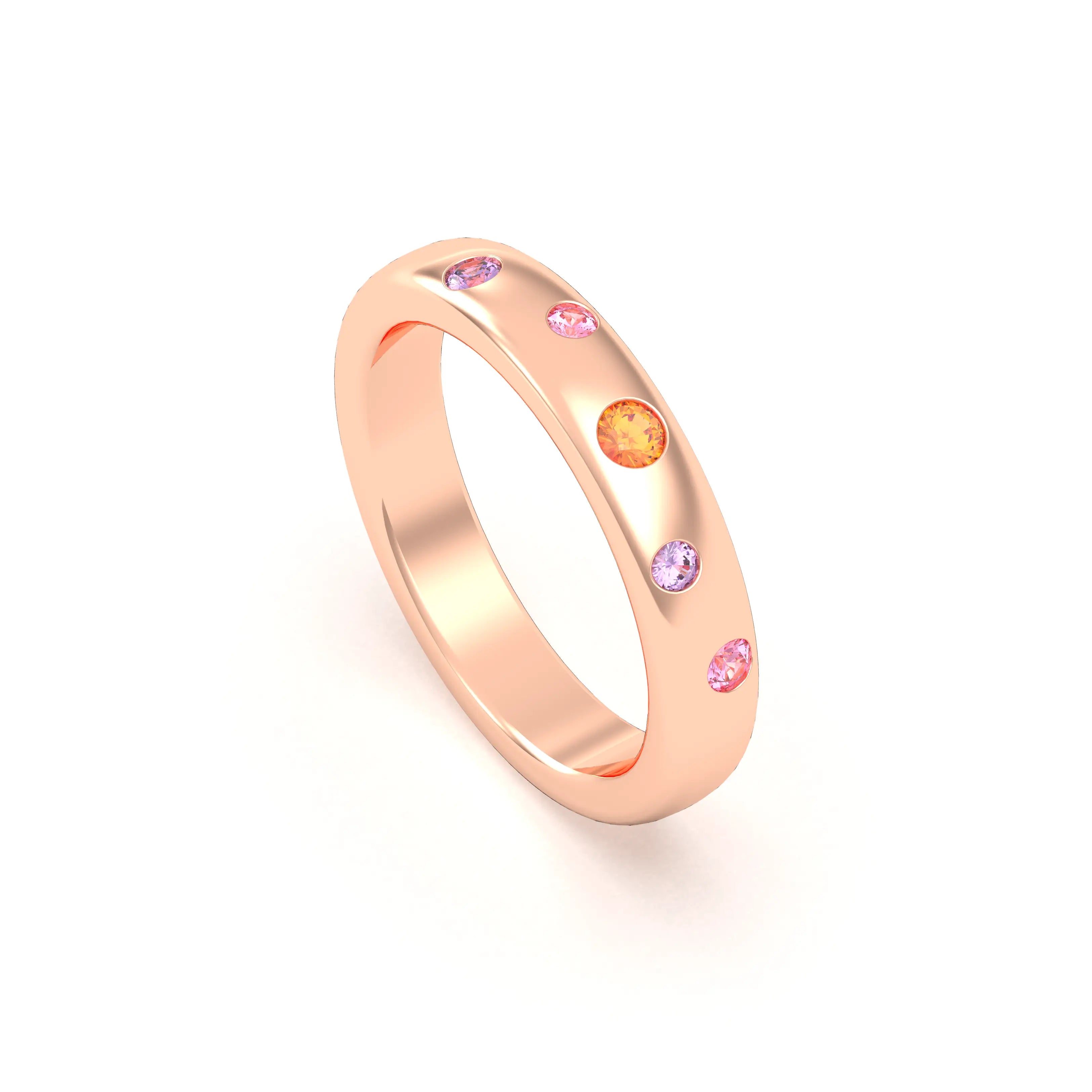 Bague Elisa en or rose 18 carats – pierres fines et précieuses au choix