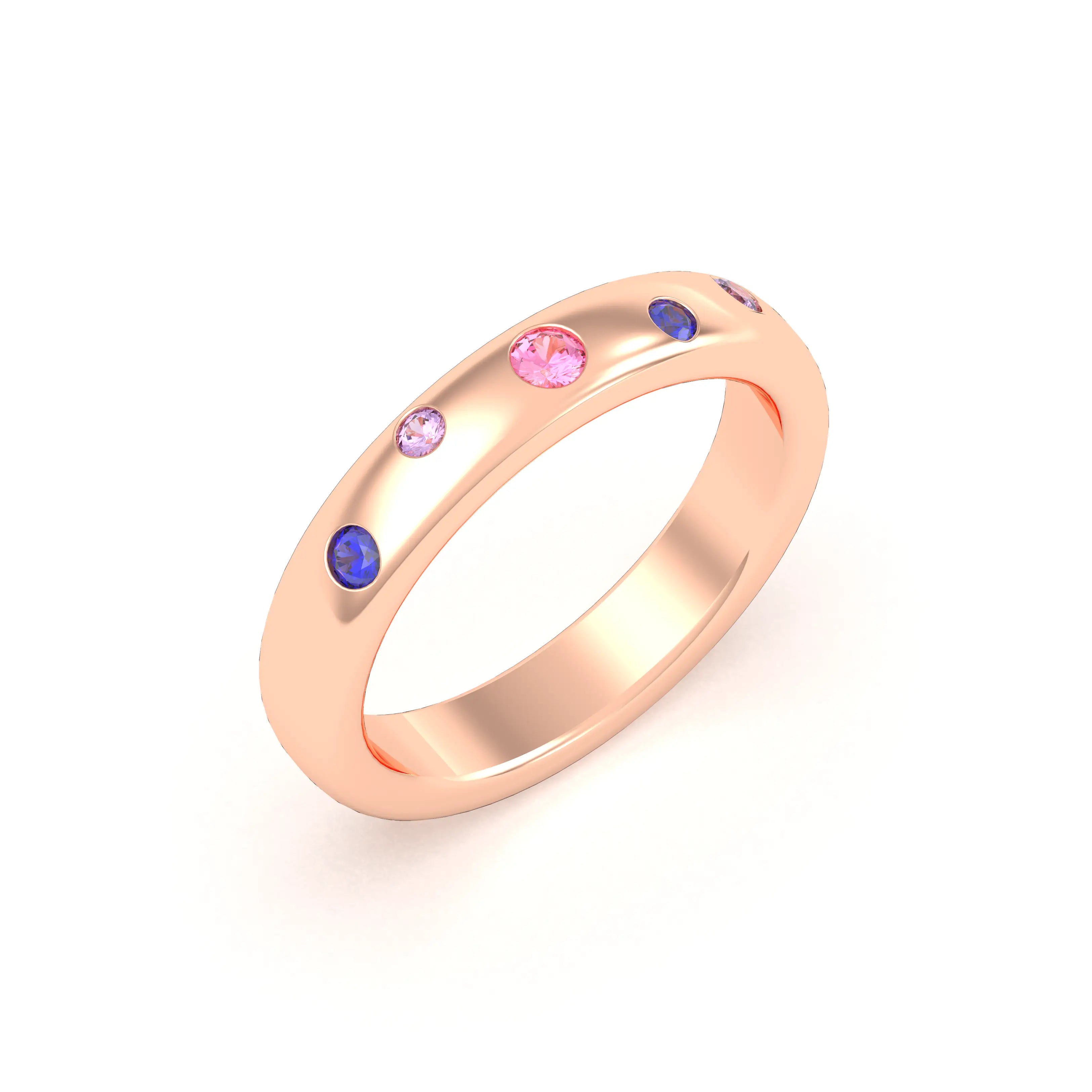 Bague Elisa en or rose 18 carats – pierres fines et précieuses au choix Saphirs bleus - Saphirs violets - Saphirs roses