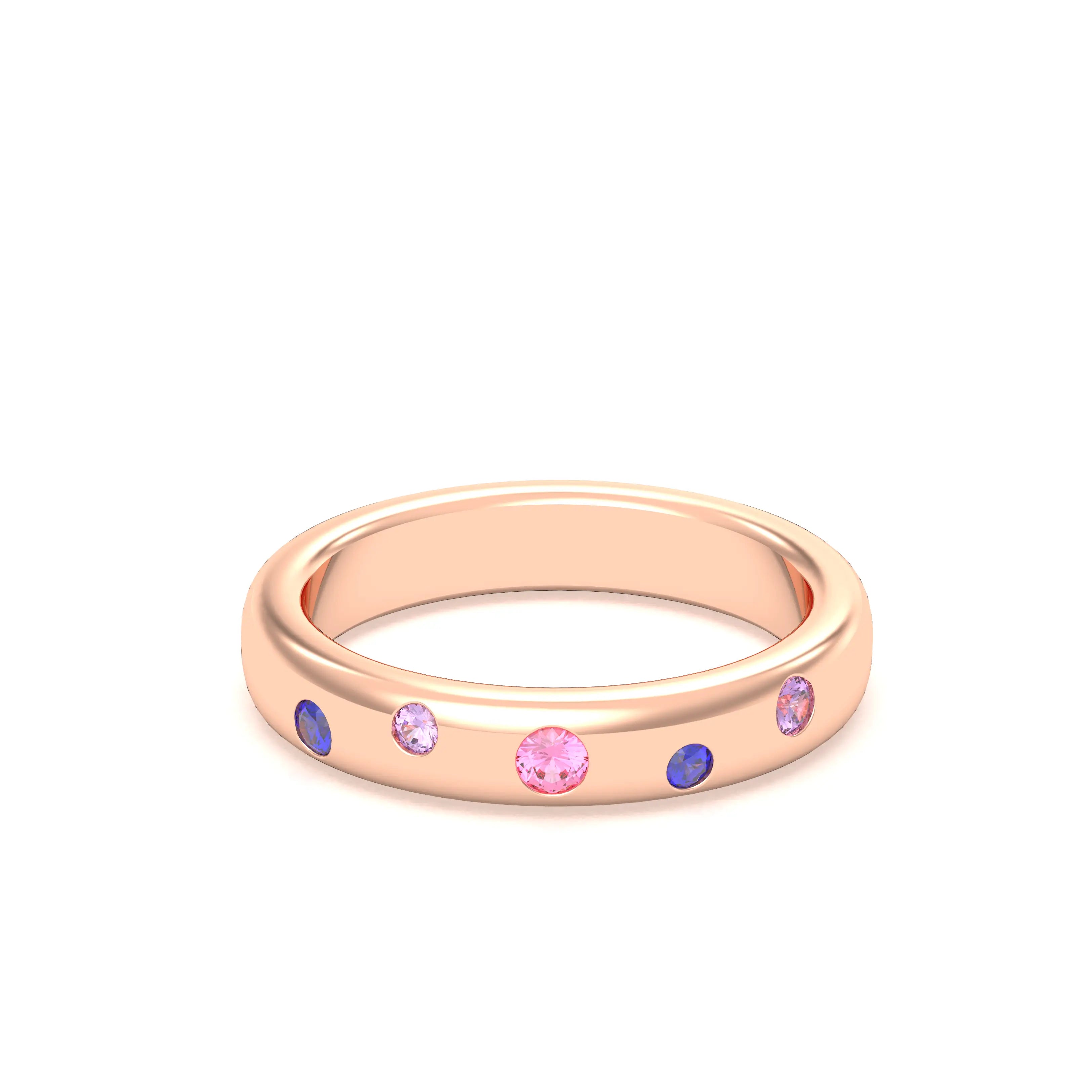 Bague Elisa en or rose 18 carats – pierres fines et précieuses au choix