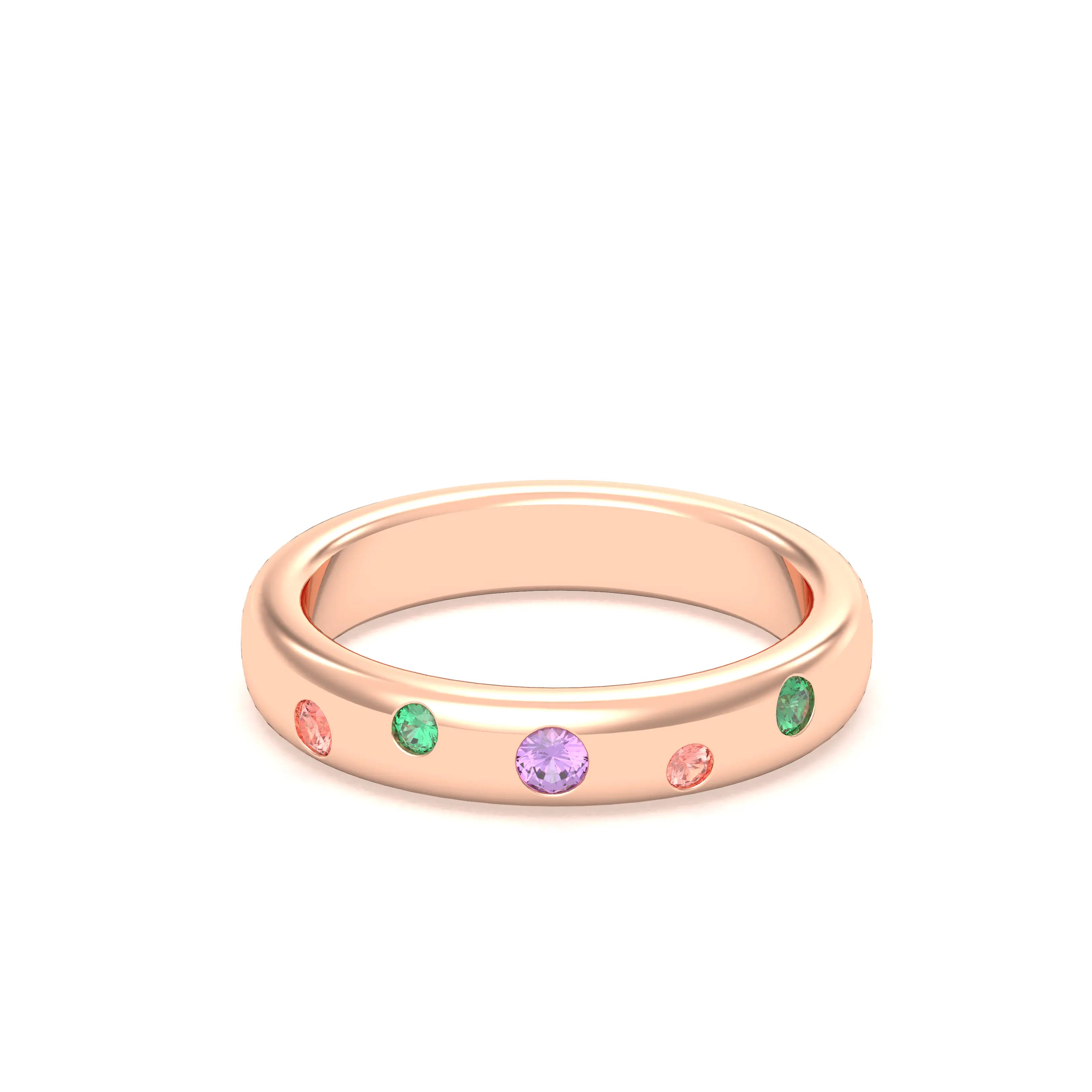 Bague Elisa en or rose 18 carats – pierres fines et précieuses au choix