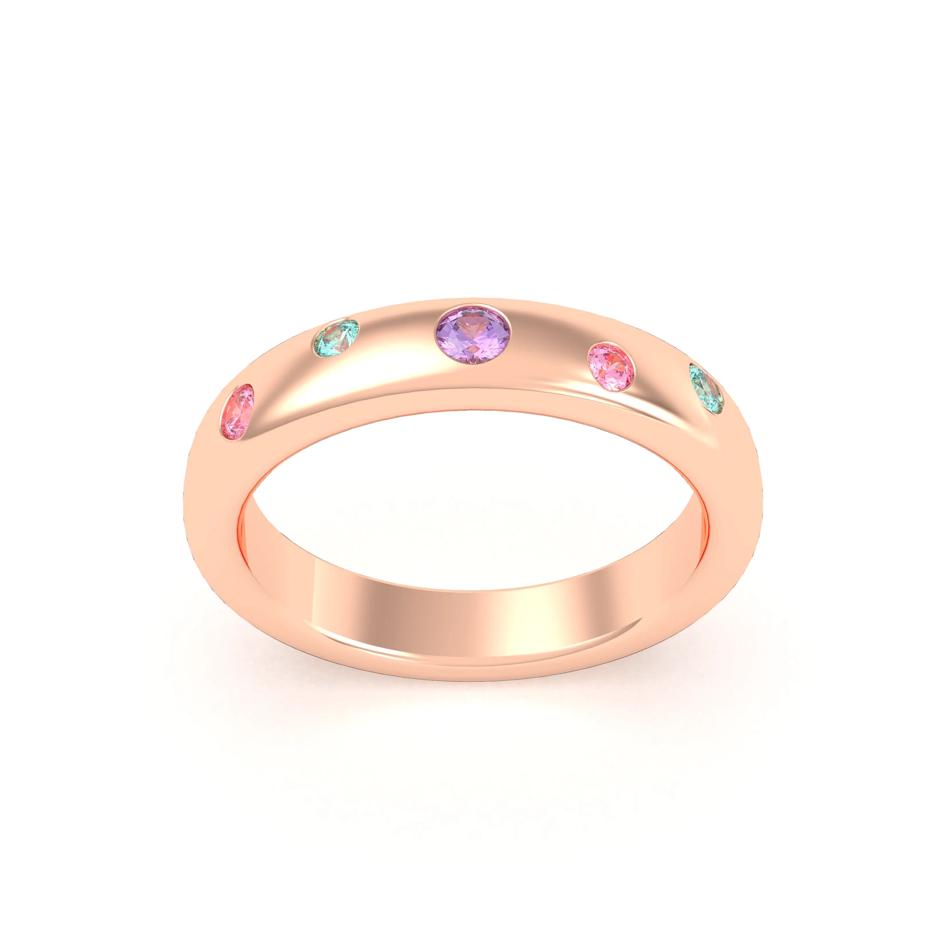 Bague Elisa en or rose 18 carats – pierres fines et précieuses au choix