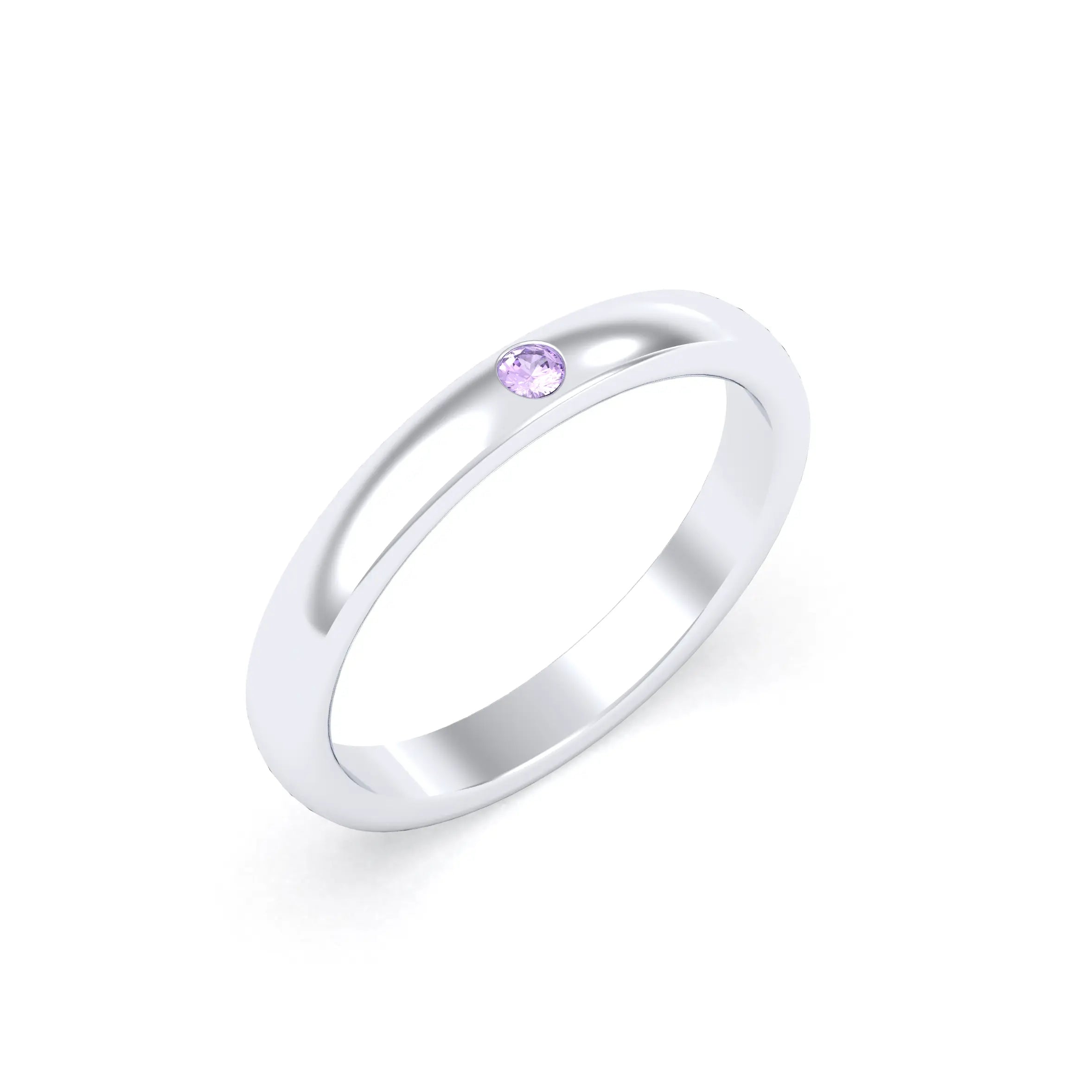 Bague Elisa Solitaire – L'Essence de l'Argent 950 et son Point de Lumière Améthyste
